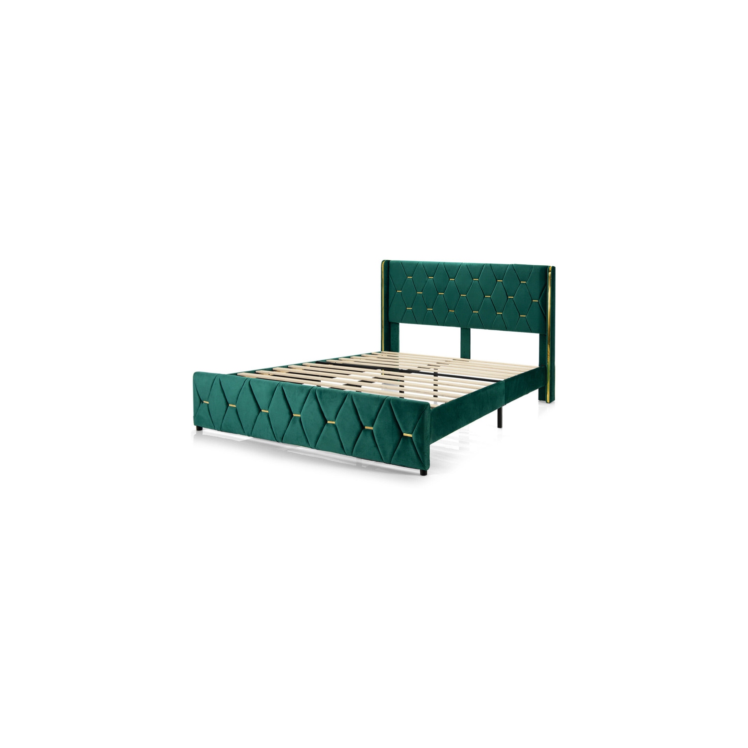 Upholstered Platform Bed Frame with Adjustable Padded Headboard