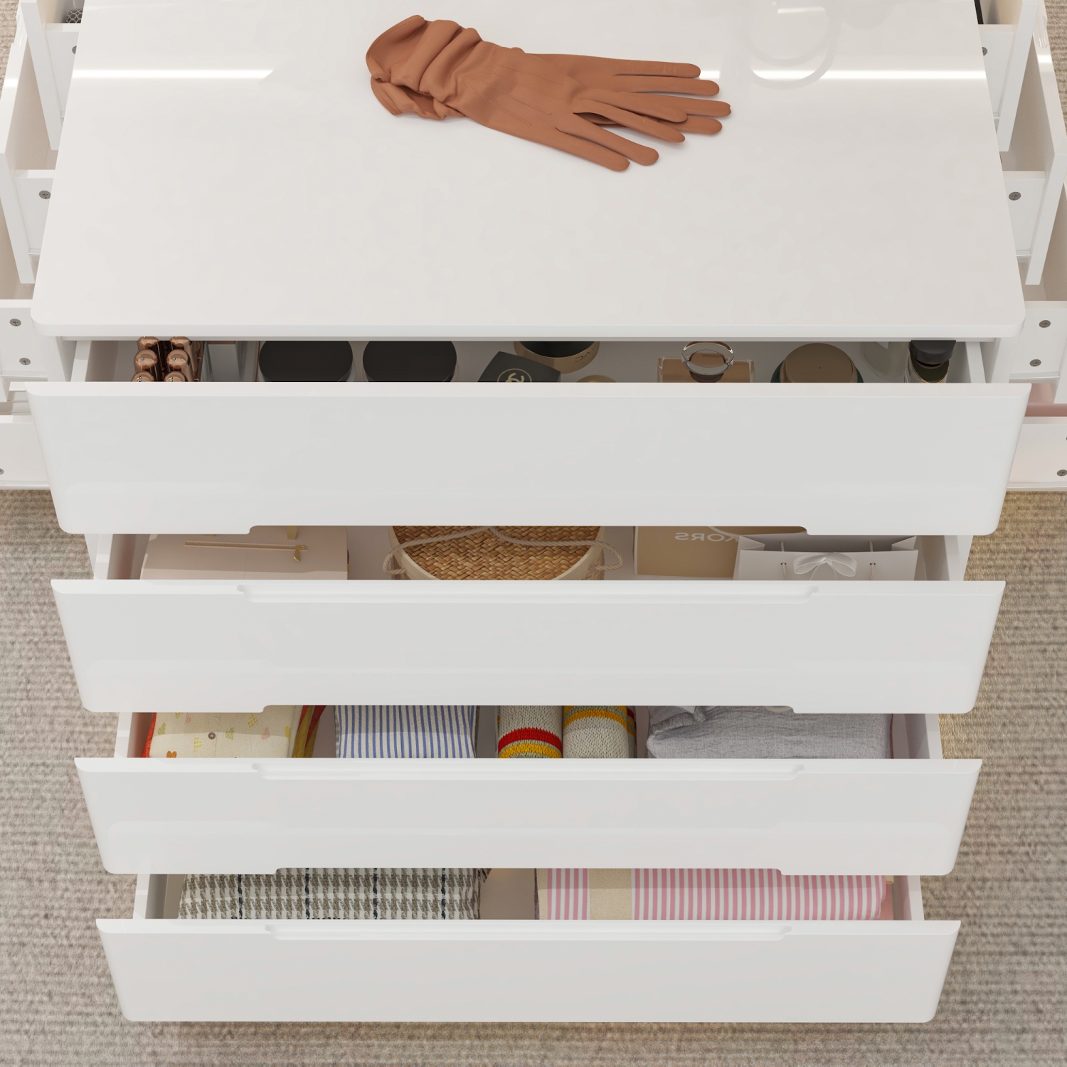 Famapy Elegant 16-Drawer White Jewelry Armoire with LED Lighting – Ample Storage, Soft-Close Drawers & UL-Certified Plug,,White