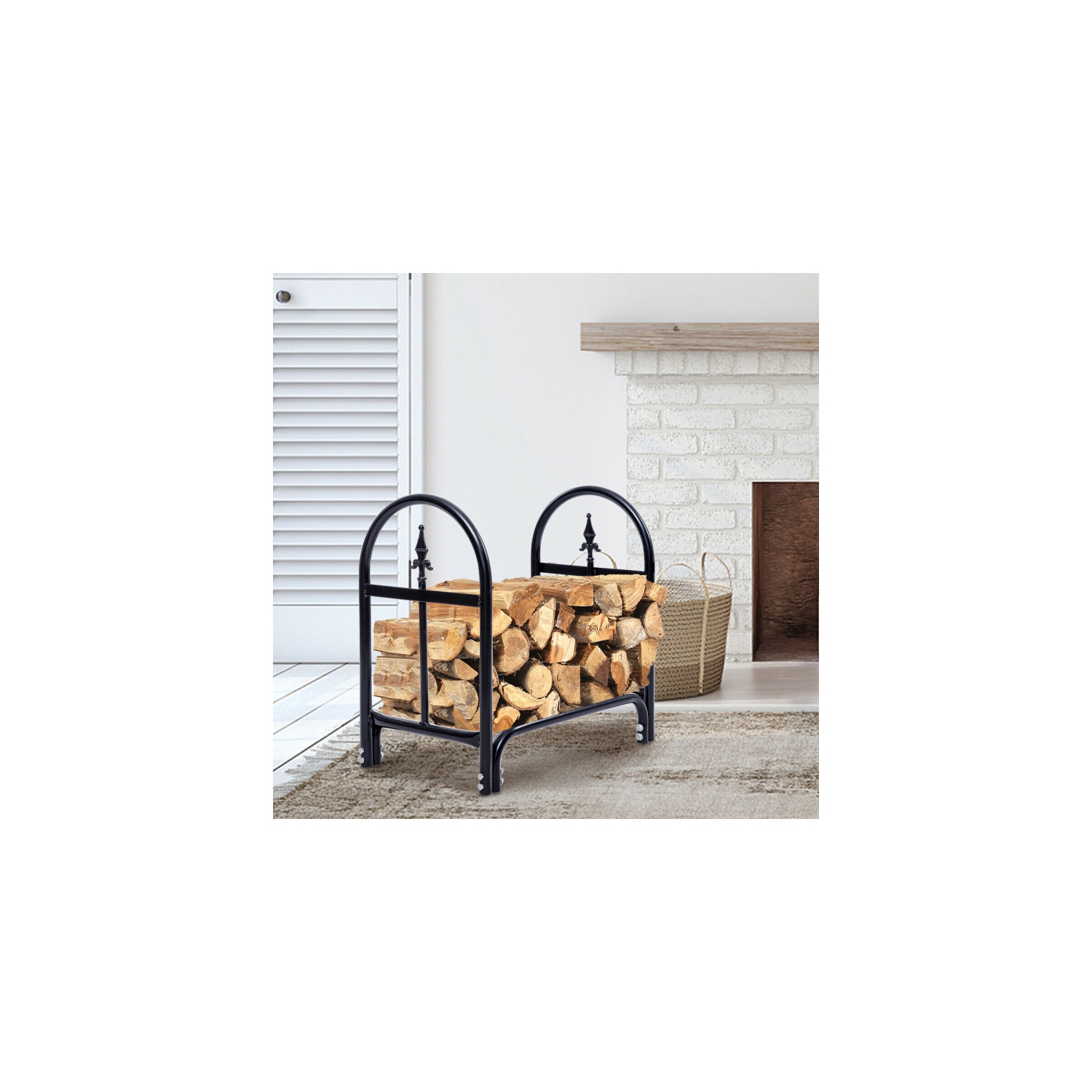 Outdoor Firewood Storage Rack with Durable Steel Construction