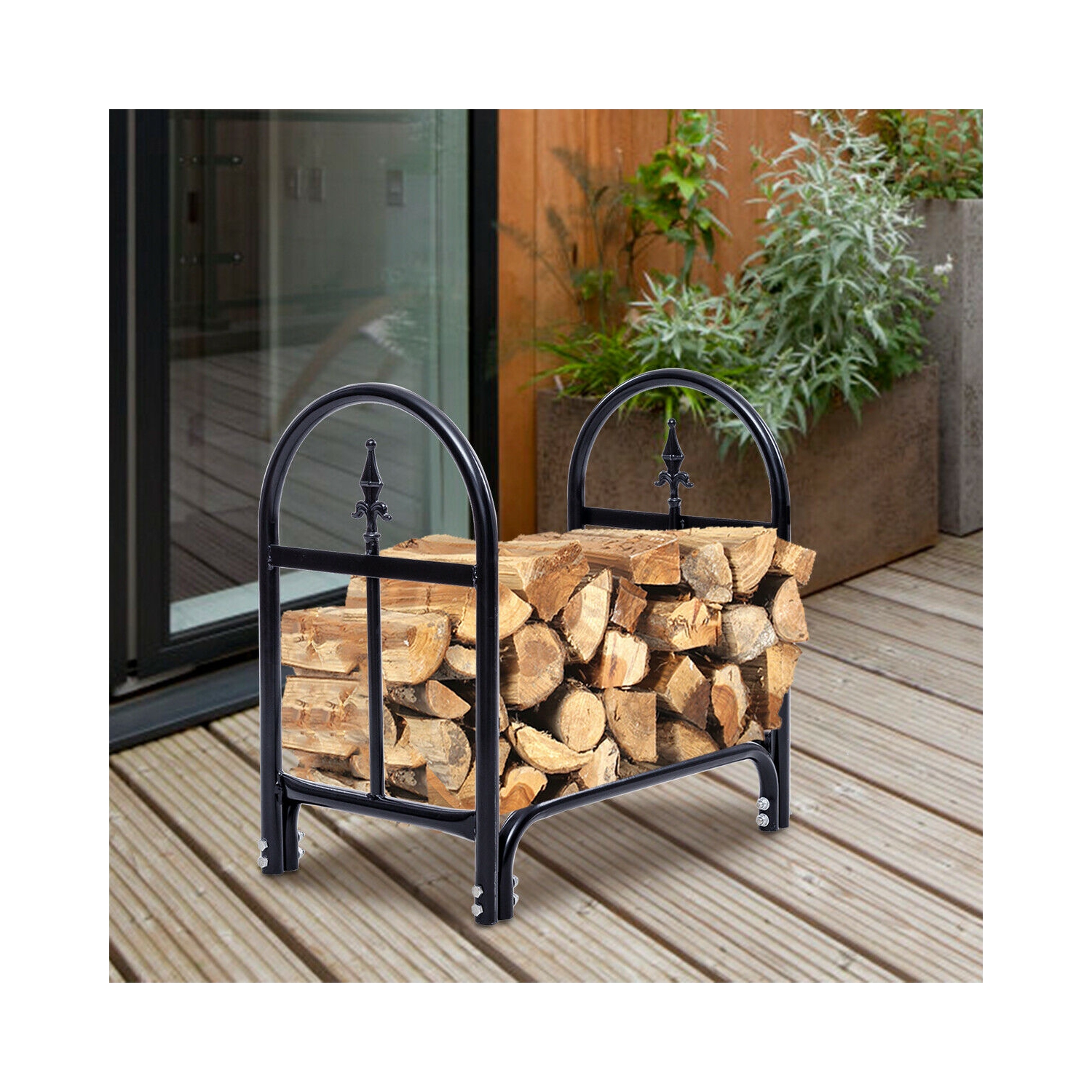 Outdoor Firewood Storage Rack with Durable Steel Construction