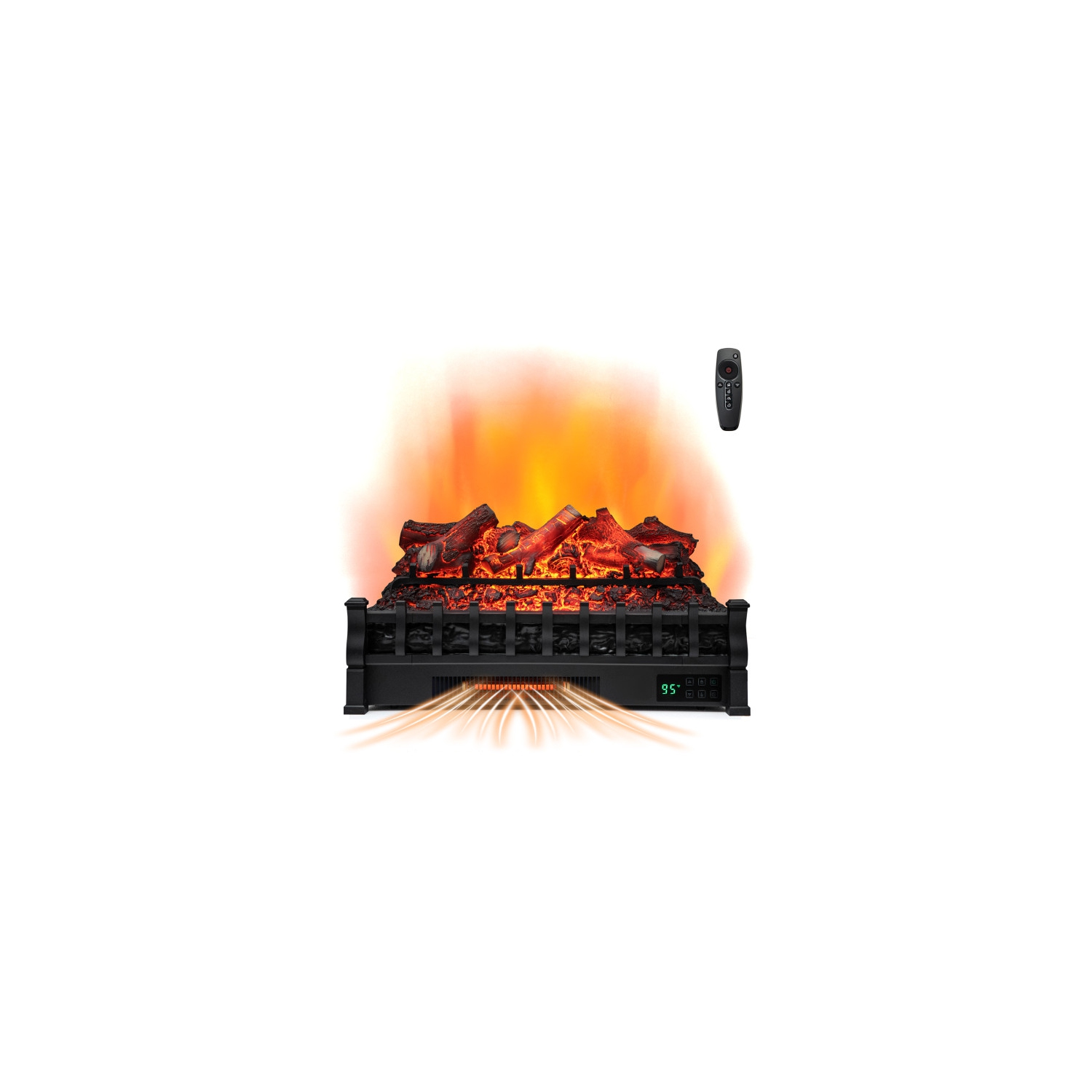 Foyer électrique avec télécommande et lit en bûches en bois de citron