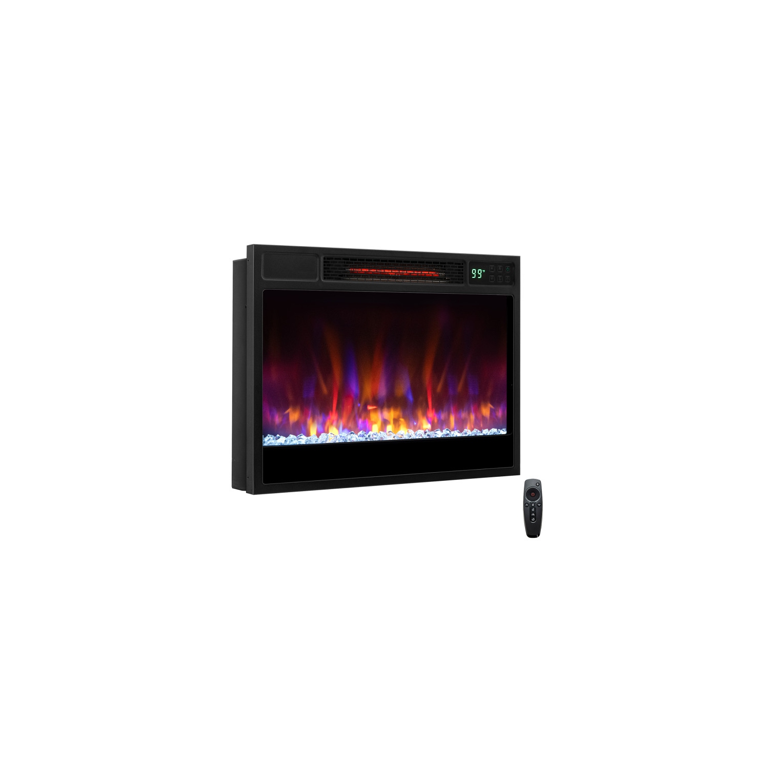 1500W Recessed Electric Fireplace Insert with Remote Control and Timer