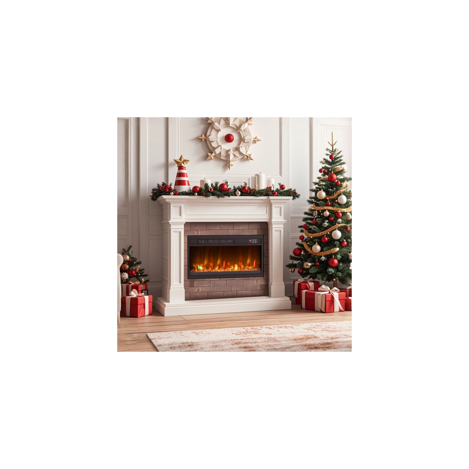 1500W Electric Fireplace Insert with Remote for Cozy Indoor Heat