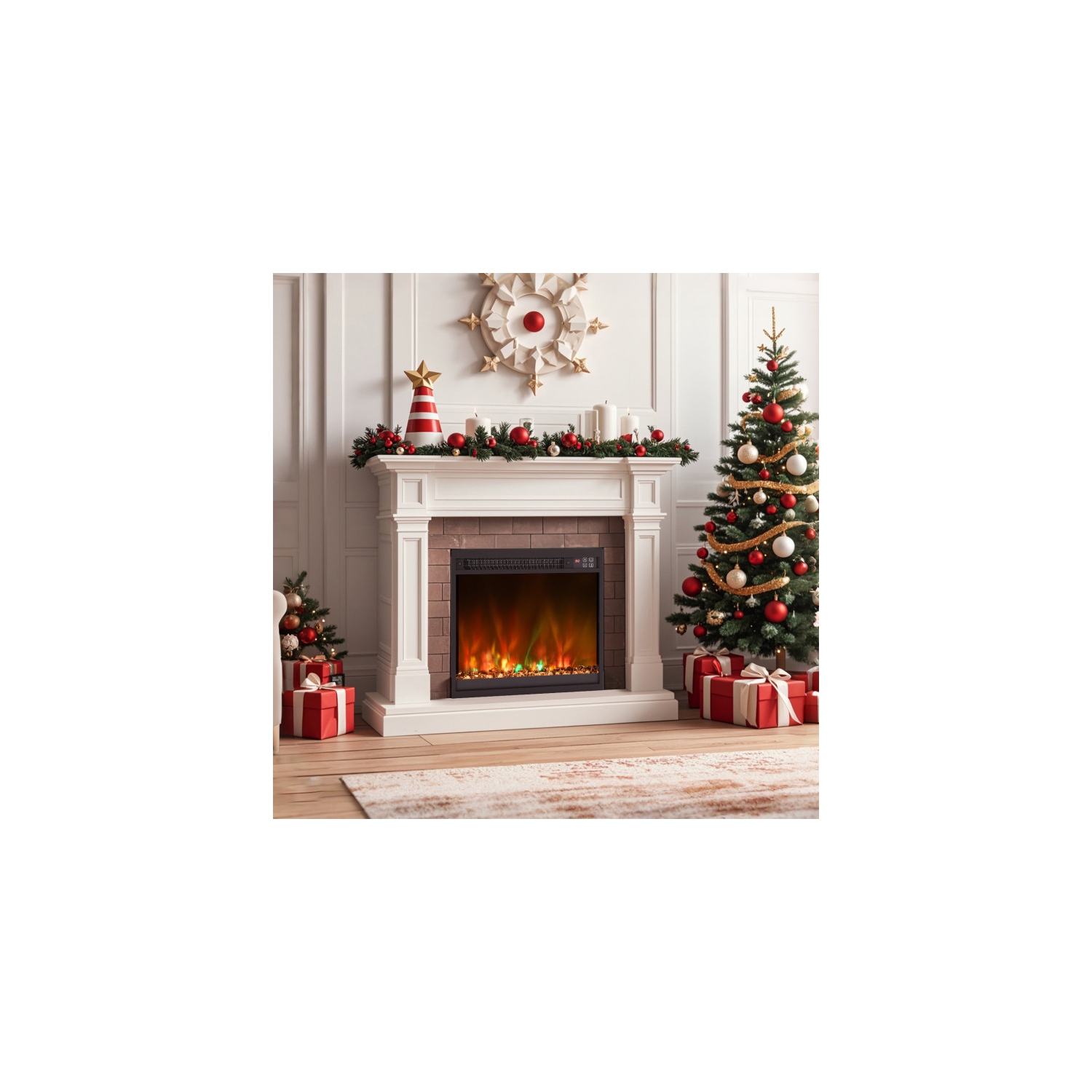 1500W Electric Fireplace Insert with Remote Control for Home Heating