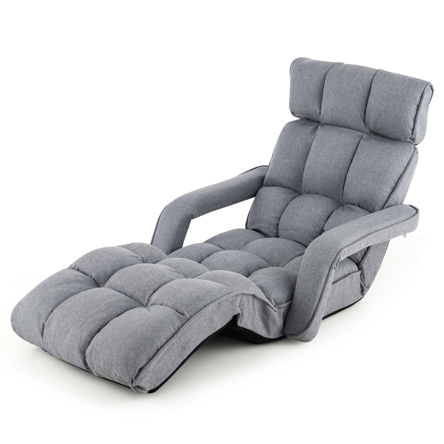 Reclining Floor Chair with 6 Adjustable Positions, Armrests, and Footrest