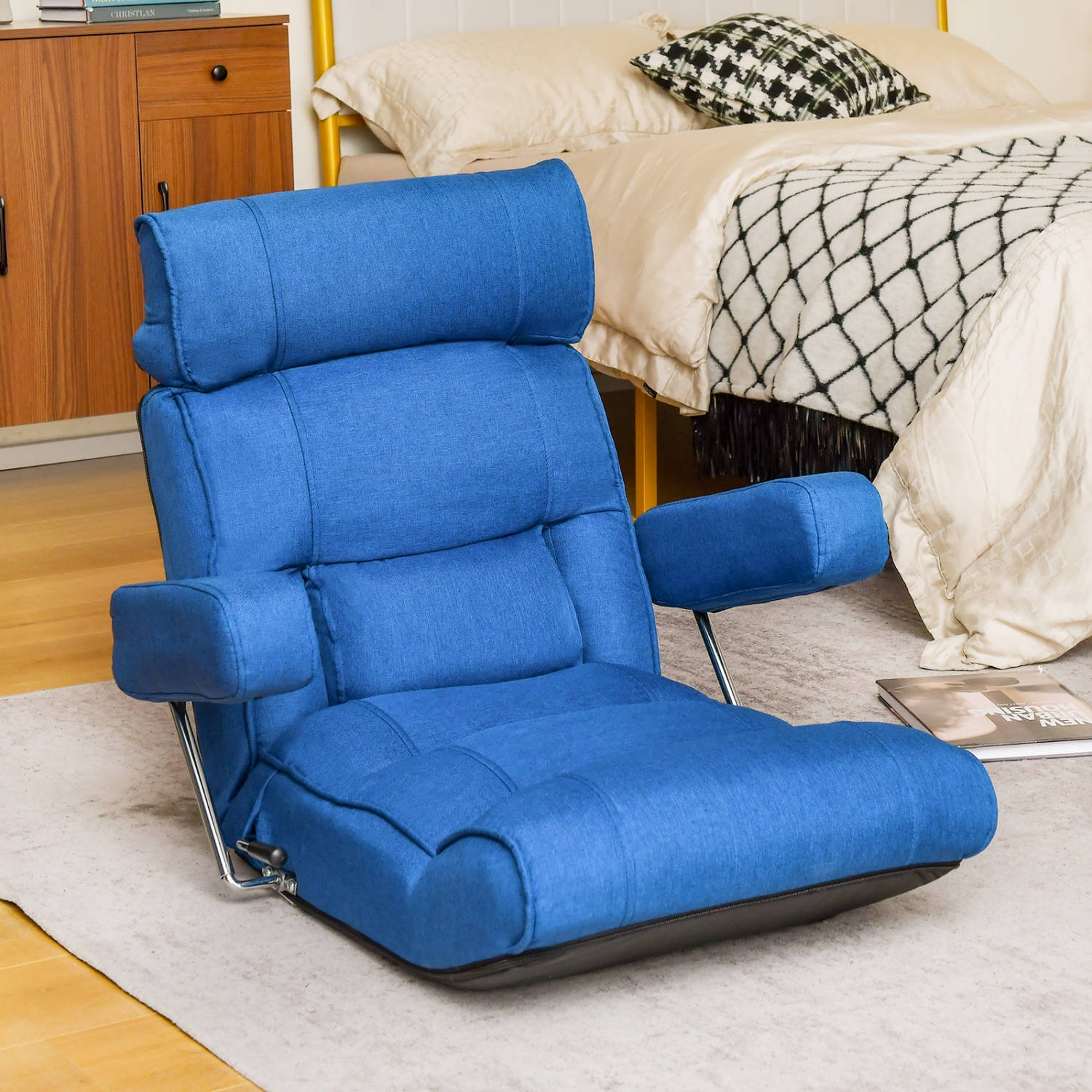 Adjustable Folding Sofa Chair with 6-Step Step-less Backrest Positions