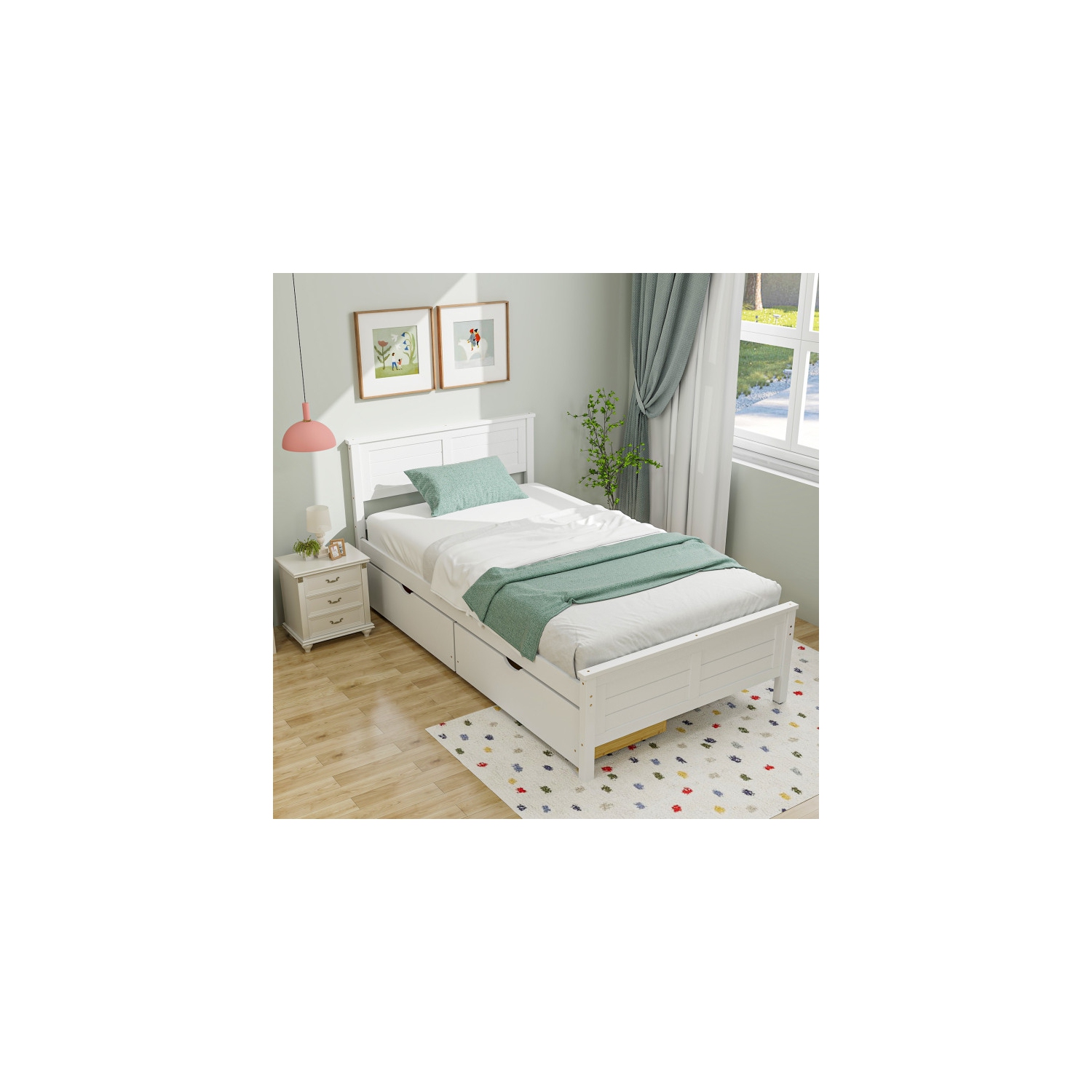 Cadre de lit avec tiroirs de rangement intégrés pour l'organisation de la chambre à coucher