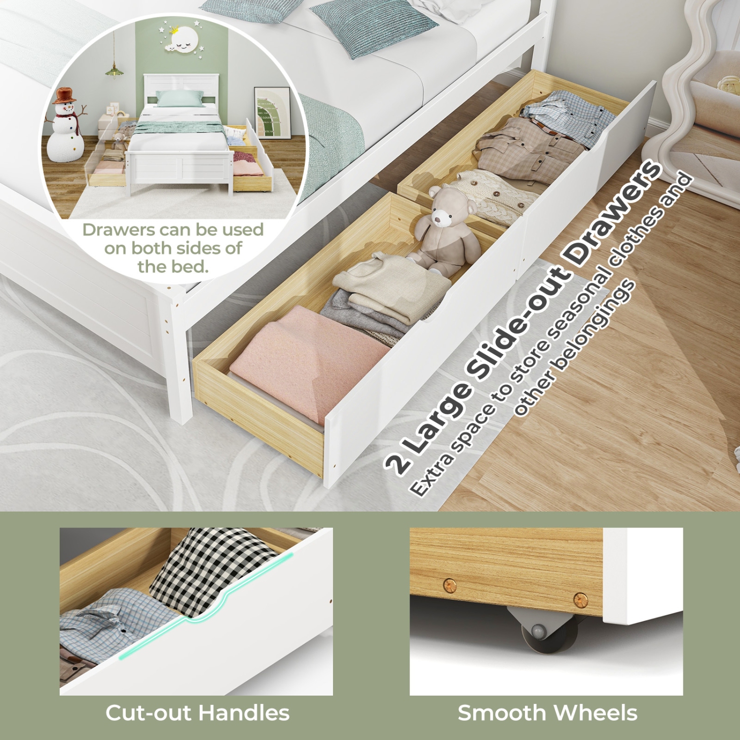 Cadre de lit avec tiroirs de rangement intégrés pour l'organisation de la chambre à coucher