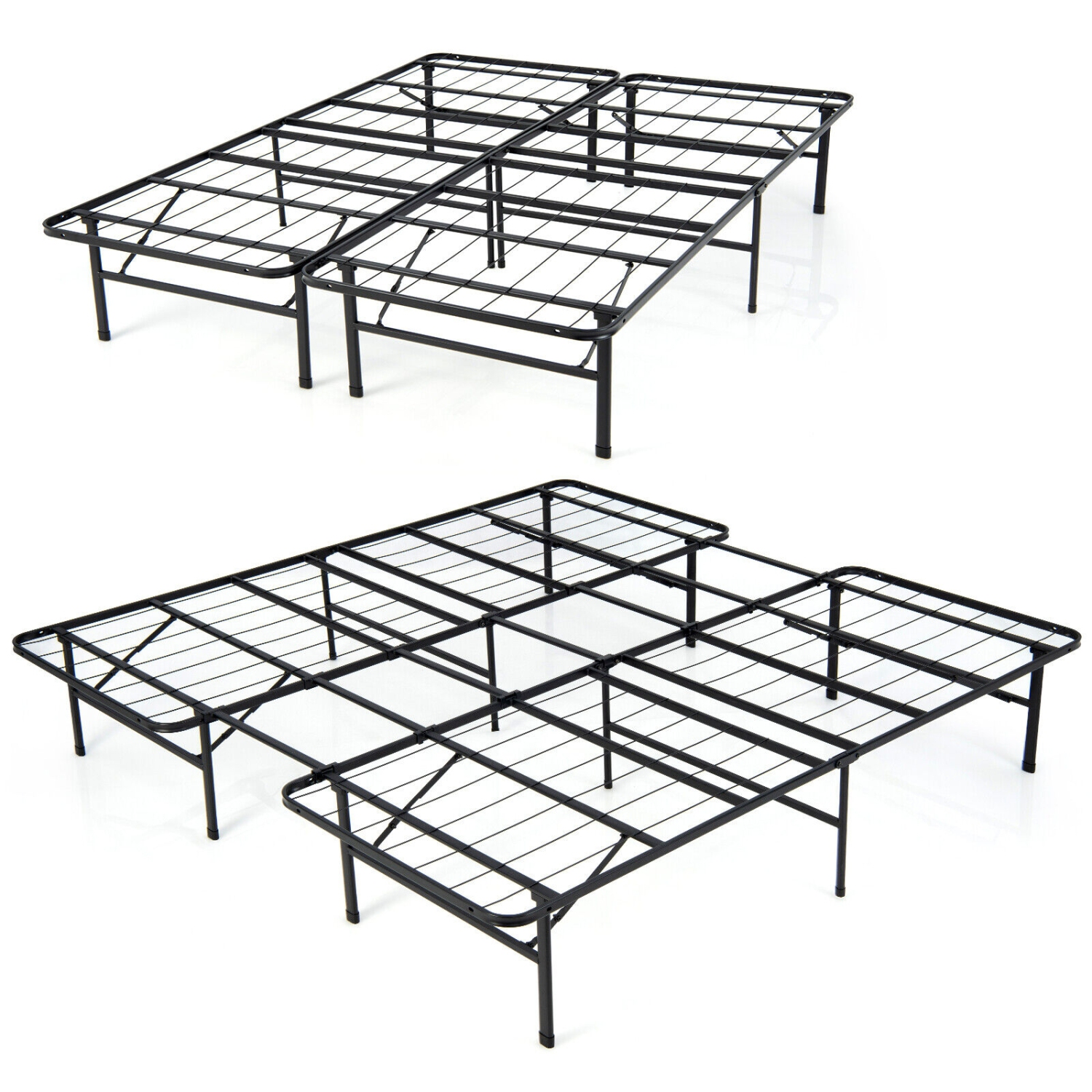 Metal Folding Platform Bed Frame for Indoor Use by Kids and Adults