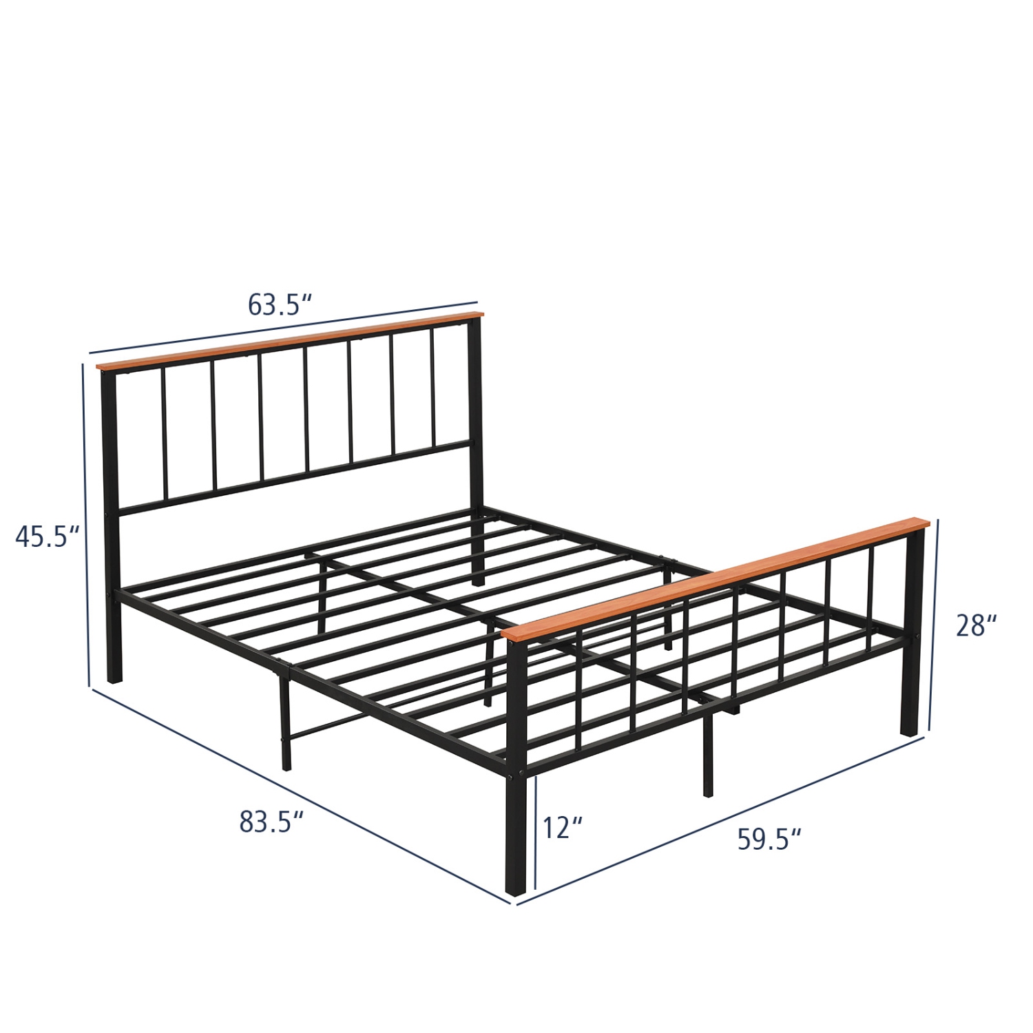 Wooden Bed Frame with Headboard and Foot board for Modern Bedrooms