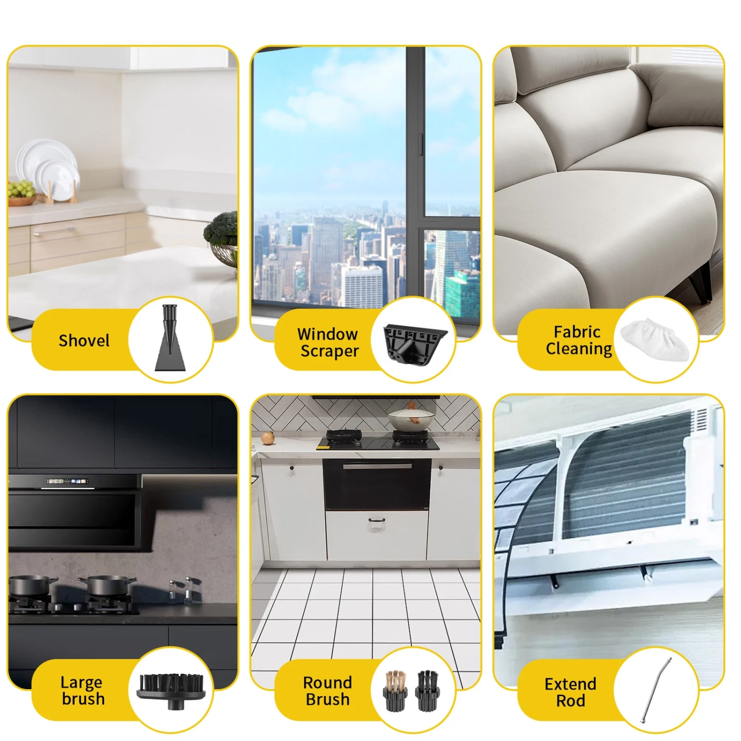 Portable handheld cleaner, high-temperature steam cleaner, 15-second fast heating, suitable for air conditioners, range hoods, stoves - yellow-white