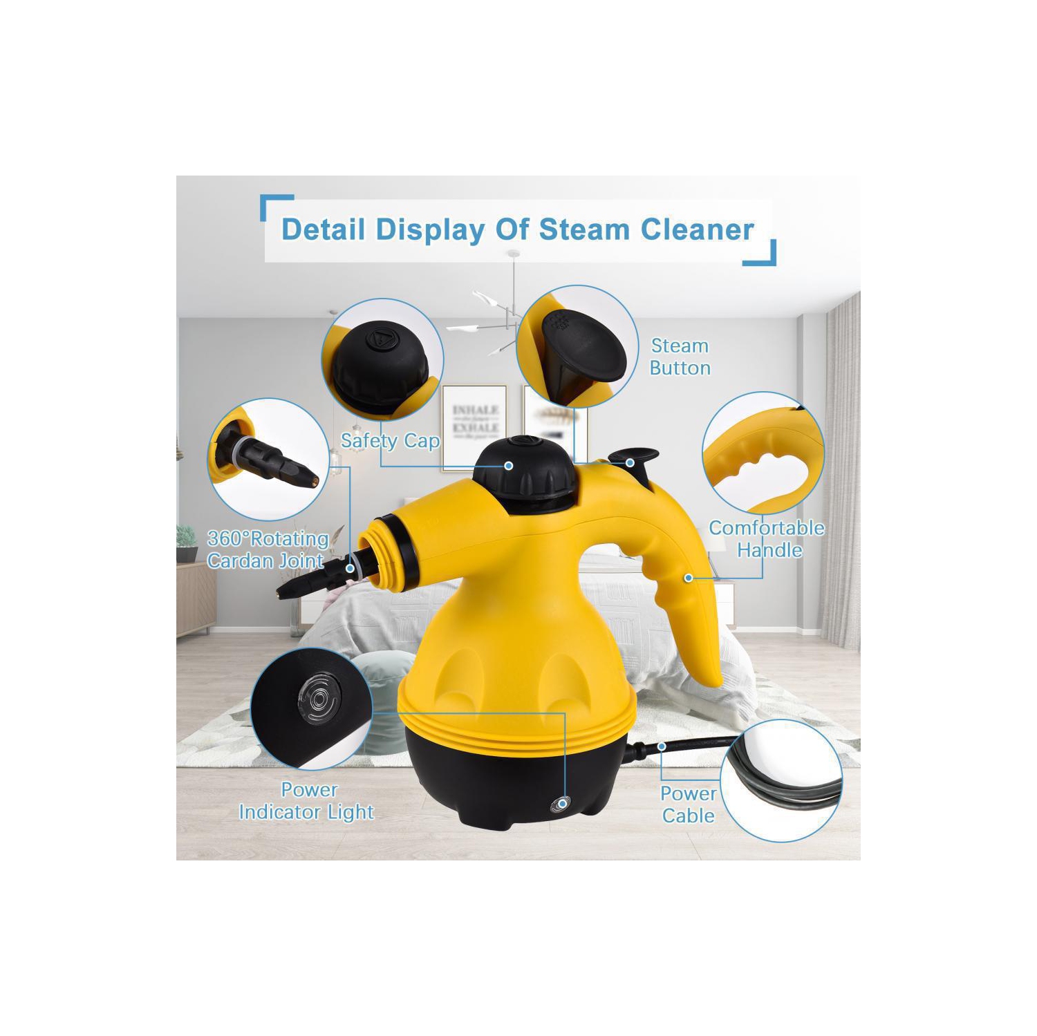 Nettoyeur à vapeur portatif à haute température, 3,5 bars, récipient de nettoyage à vapeur 900&nbsp;W Power, adapté pour nettoyer les cuisines, les