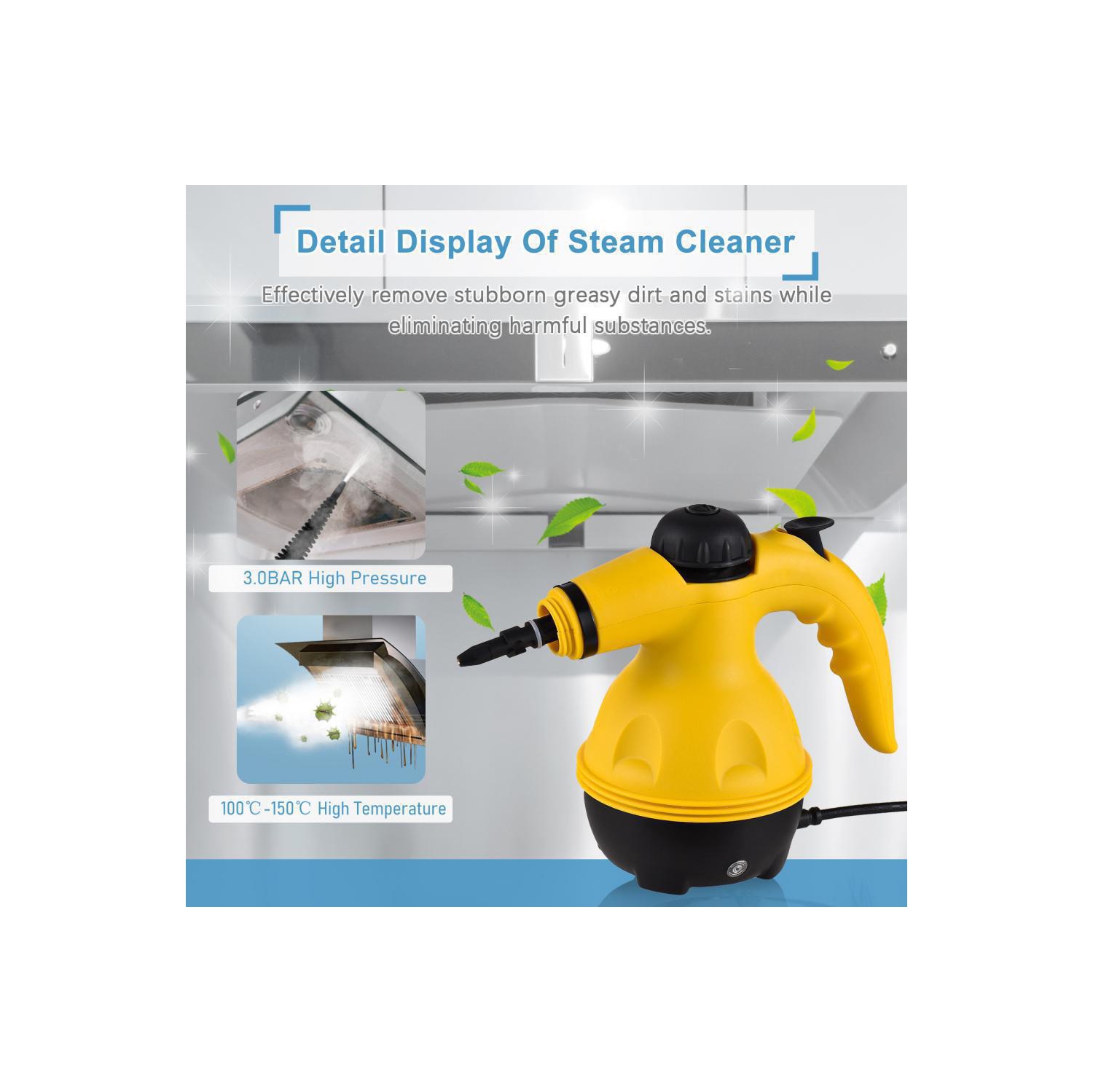 Nettoyeur à vapeur portatif à haute température, 3,5 bars, récipient de nettoyage à vapeur 900&nbsp;W Power, adapté pour nettoyer les cuisines, les
