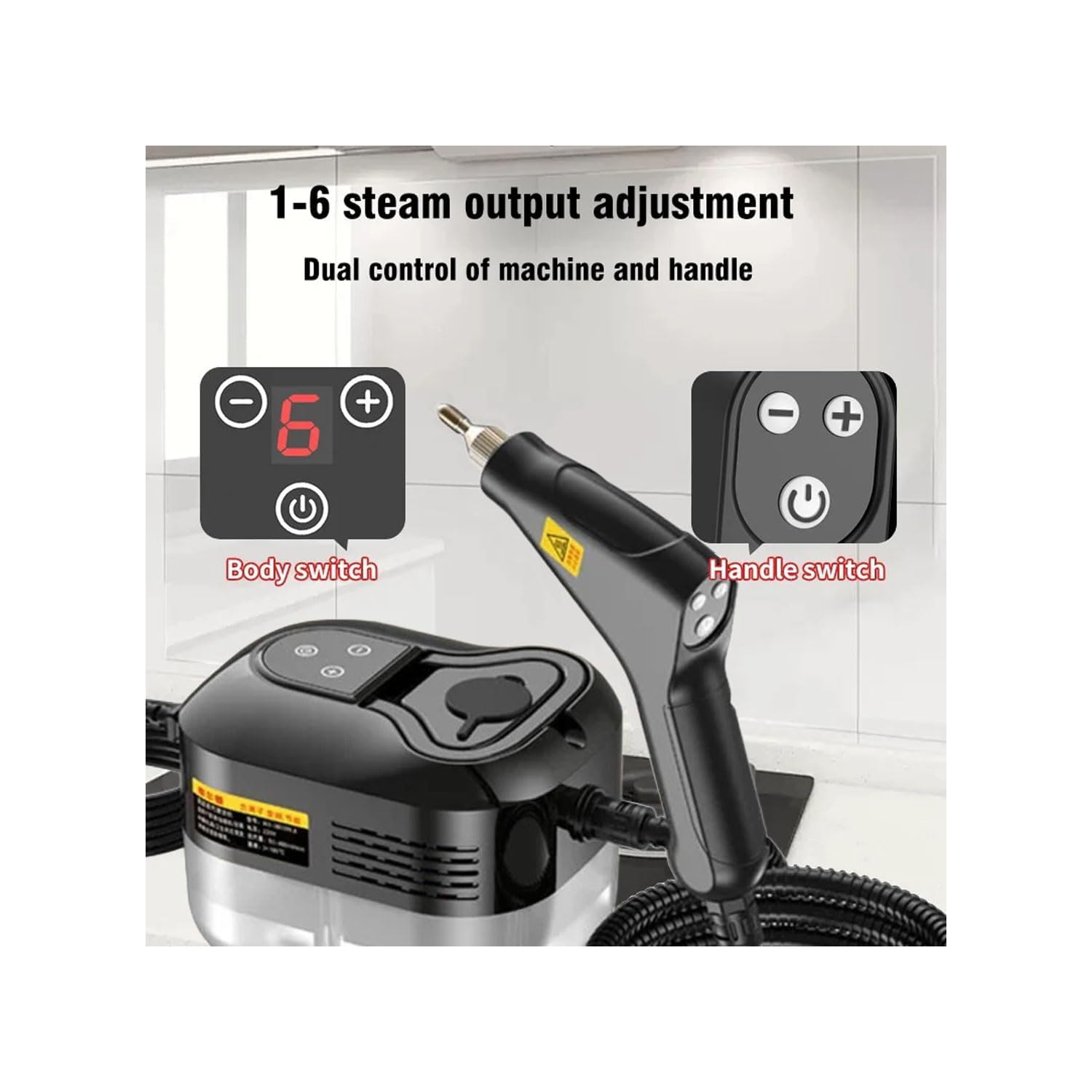 1500W 3Bar Cordless High Pressure Washer Steam Cleaner Handheld Steam Mop with 1.2L Water Tank, 6 Speeds, 4 Spray Heads for Carpet Floor Cleaning