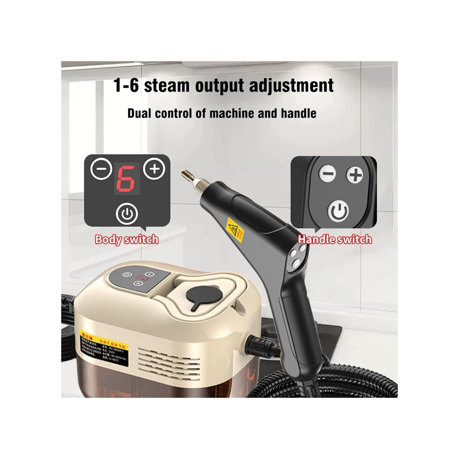 1500W 3Bar Cordless High Pressure Washer Steam Cleaner Handheld Steam Mop with 1.2L Water Tank, 6 Speeds, 4 Spray Heads for Carpet Floor Cleaning