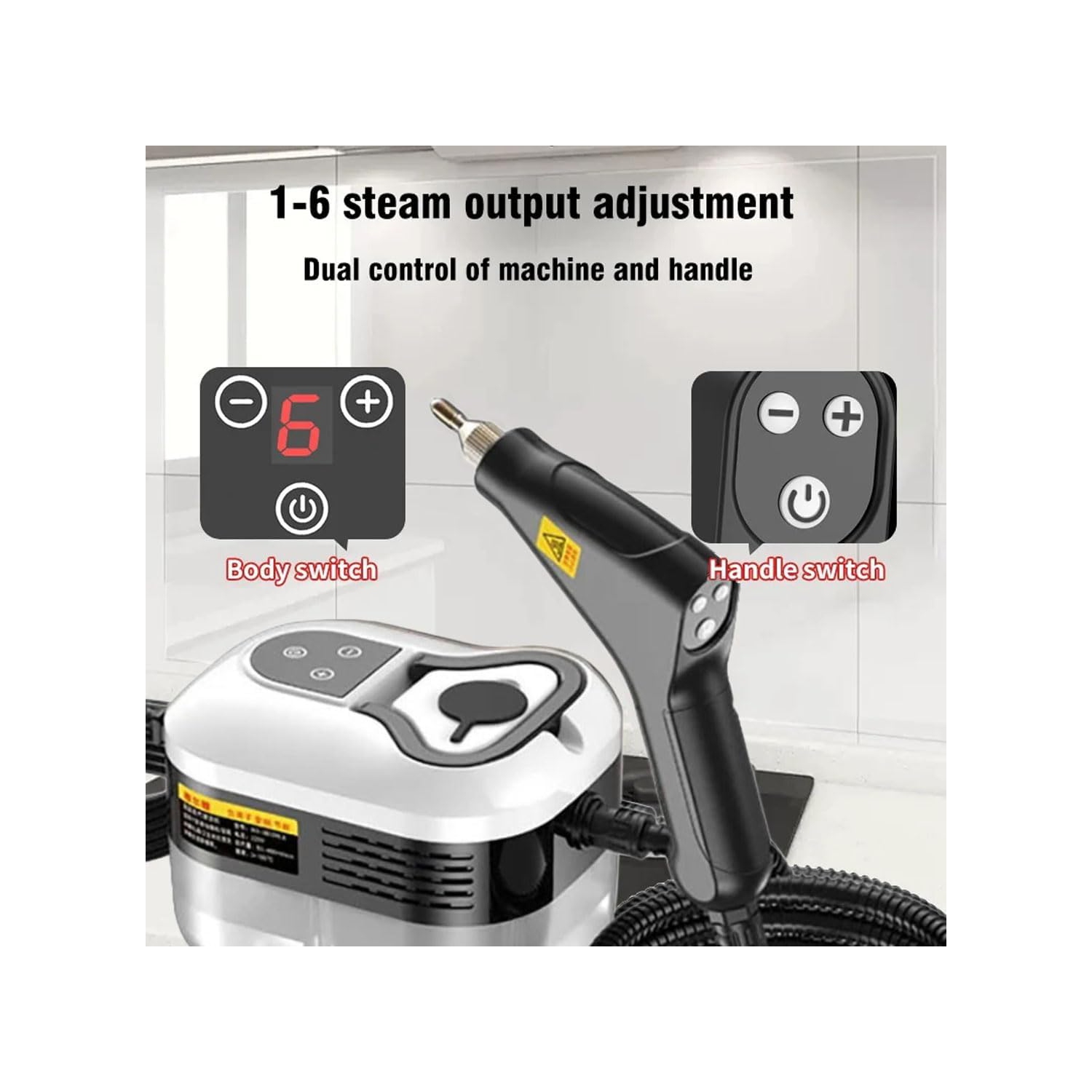 1500W 3Bar Cordless High Pressure Washer Steam Cleaner Handheld Steam Mop with 1.2L Water Tank, 6 Speeds, 4 Spray Heads for Carpet Floor Cleaning