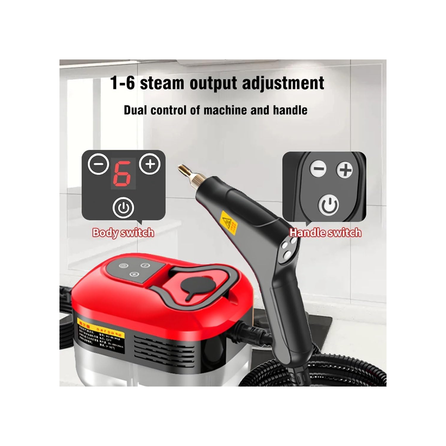 1500W 3Bar Cordless High Pressure Washer Steam Cleaner Handheld Steam Mop with 1.2L Water Tank, 6 Speeds, 4 Spray Heads for Carpet Floor Cleaning