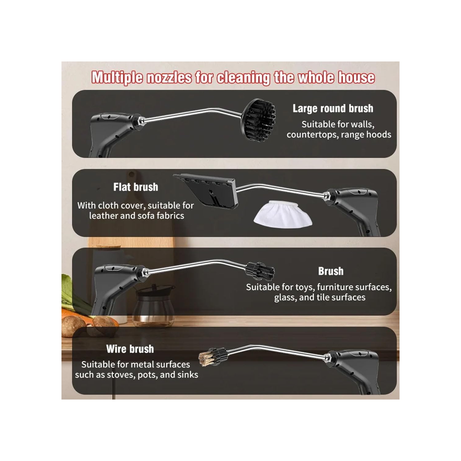 1500W 3Bar Cordless High Pressure Washer Steam Cleaner Handheld Steam Mop with 1.2L Water Tank, 6 Speeds, 4 Spray Heads for Carpet Floor Cleaning