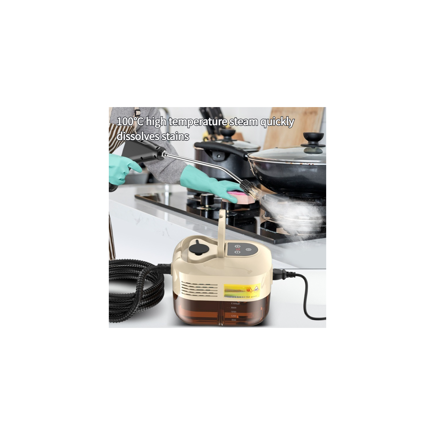 1500W 3Bar Cordless High Pressure Washer Steam Cleaner Handheld Steam Mop with 1.2L Water Tank, 6 Speeds, 4 Spray Heads for Carpet Floor Cleaning