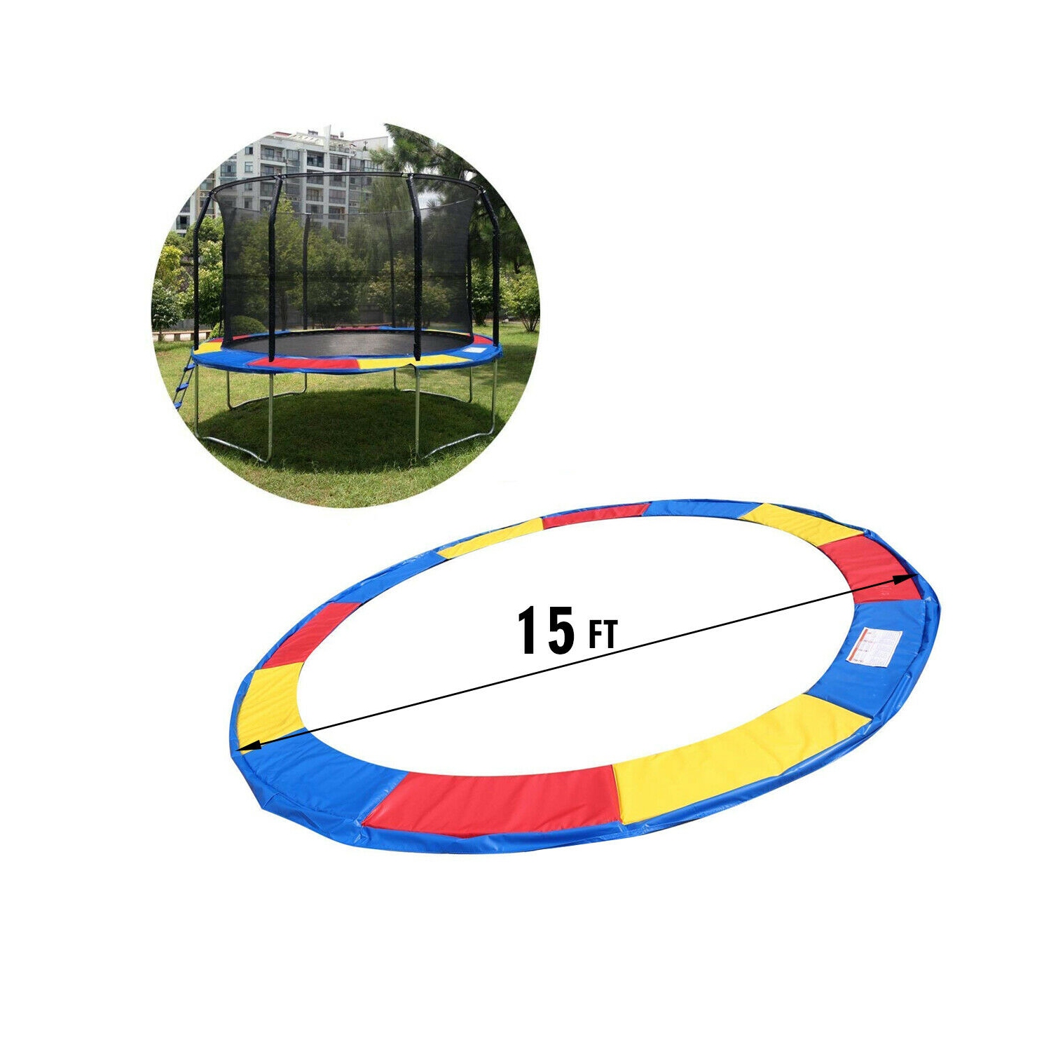 Gymax Trampoline Safety Pad Spring Round Frame Pad Cover Replacement Multi Color