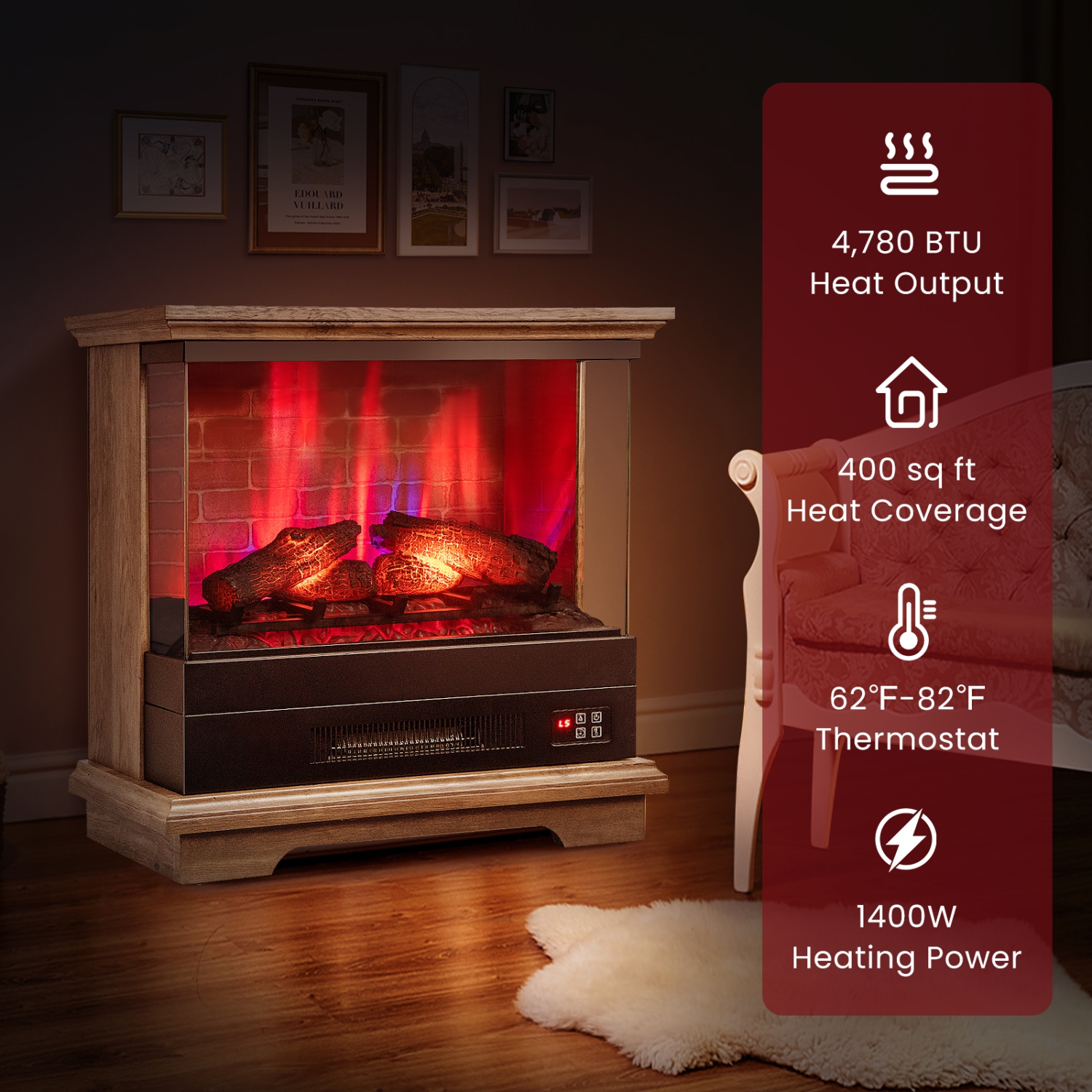 Foyer électrique autonome avec télécommande pour la maison