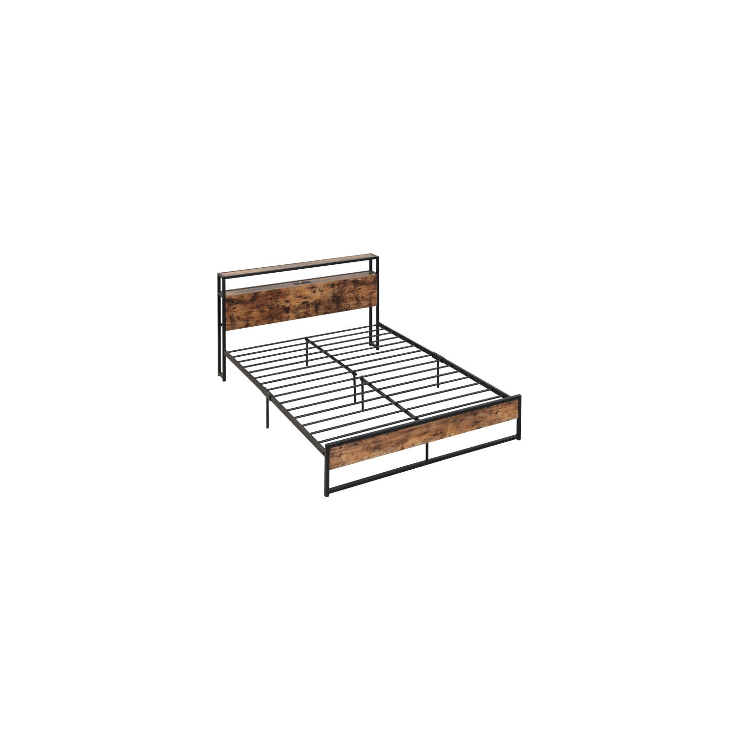Cadre de lit moderne avec tête de lit avec rangement et ports de recharge pratiques