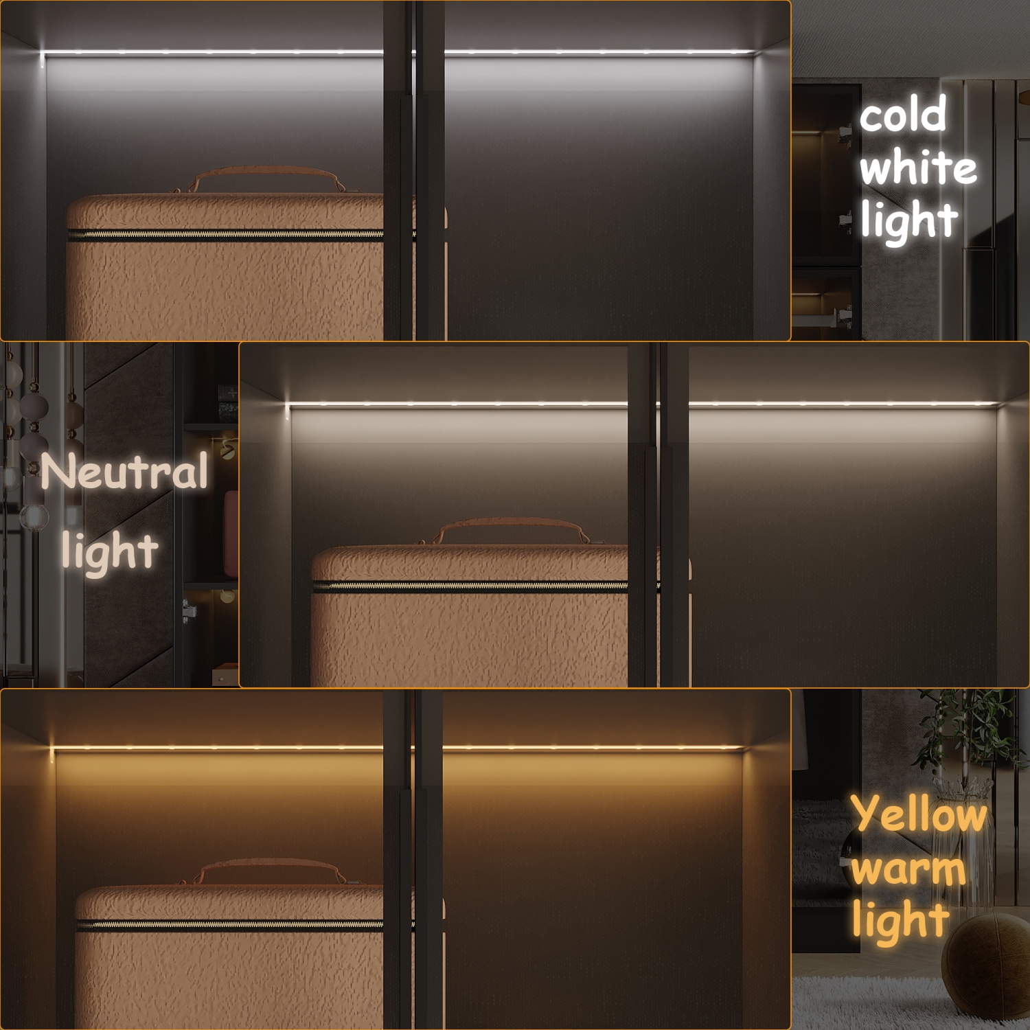 Armoire noire moderne Famapy avec éclairage intelligent et portes en verre – Grand espace de rangement et design écologique, noir