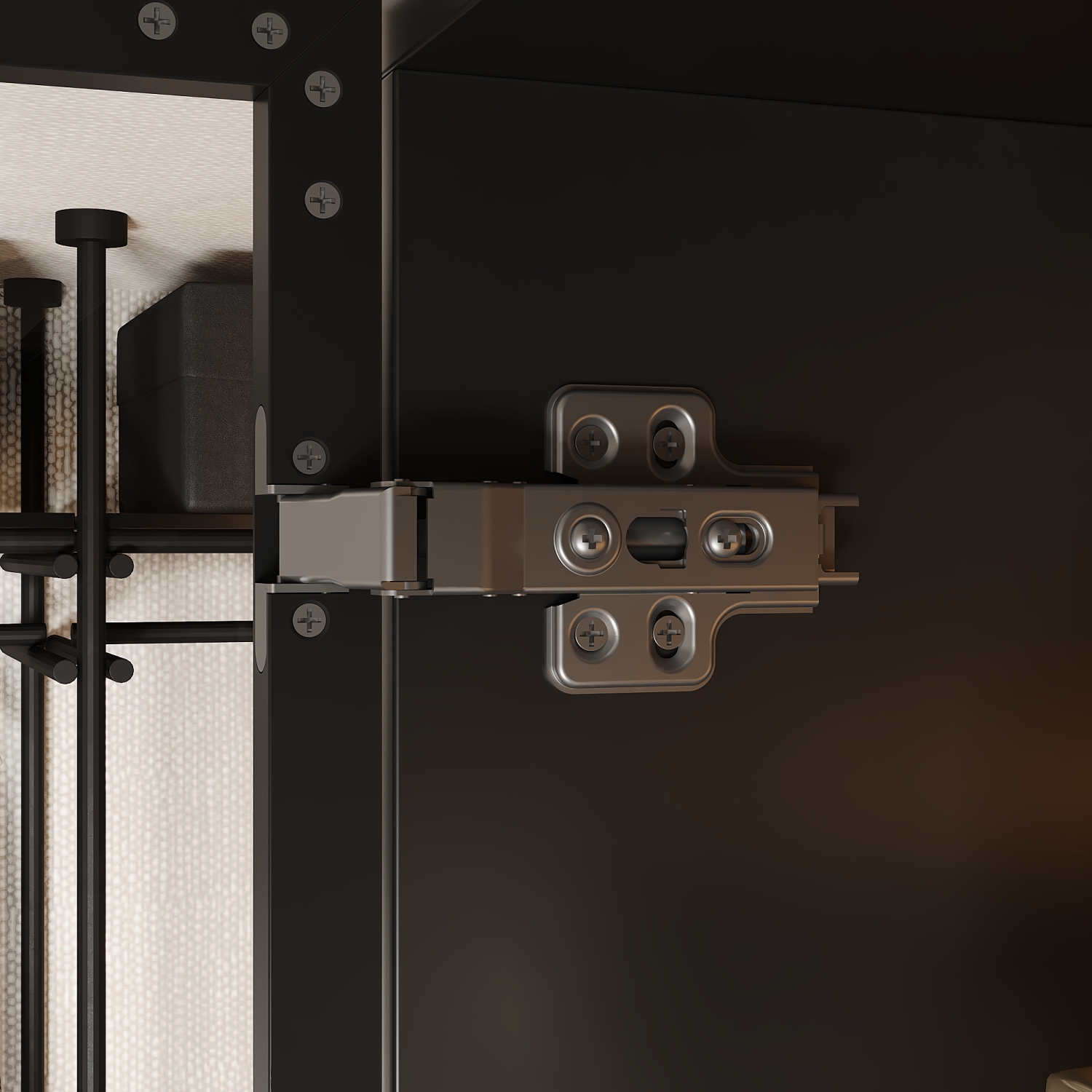 Armoire noire moderne Famapy avec éclairage intelligent et portes en verre – Grand espace de rangement et design écologique, noir