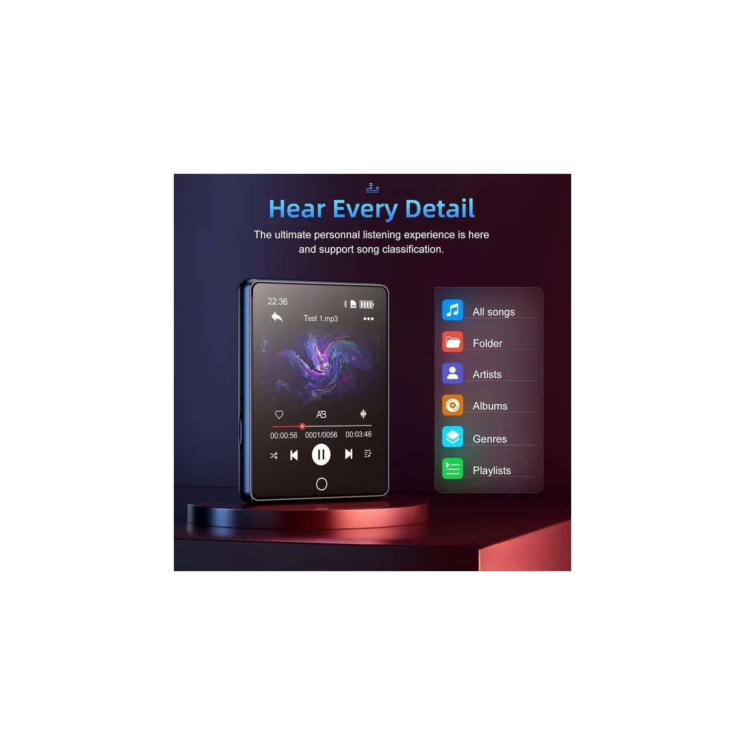 Bluetooth 5.0 MP3 Lossless Music Player - 2.8" Touchscreen, HiFi Music Player, 32GB Memory, Zinc Alloy Construction, Long Battery Life, Photo Viewer,