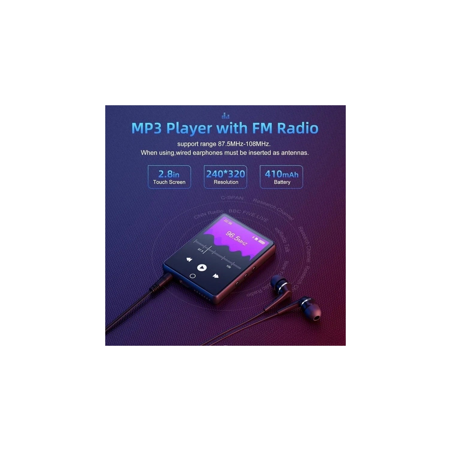 Bluetooth 5.0 MP3 Lossless Music Player - 2.8" Touchscreen, HiFi Music Player, 32GB Memory, Zinc Alloy Construction, Long Battery Life, Photo Viewer,