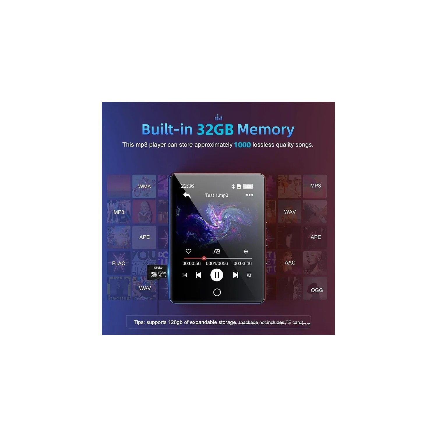 Bluetooth 5.0 MP3 Lossless Music Player - 2.8" Touchscreen, HiFi Music Player, 32GB Memory, Zinc Alloy Construction, Long Battery Life, Photo Viewer,