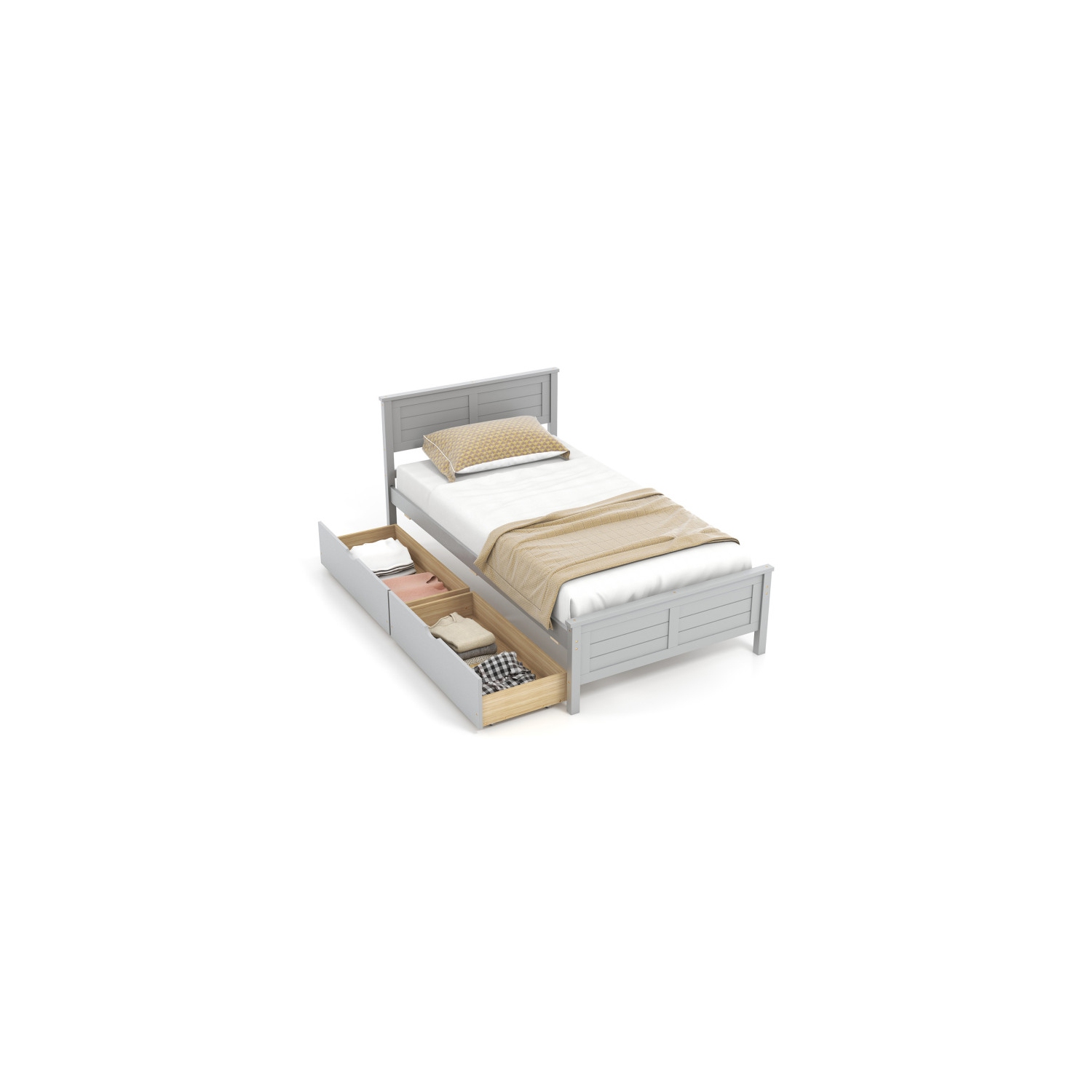 Bed Frame with Built-In Storage Drawers for Bedroom Organization