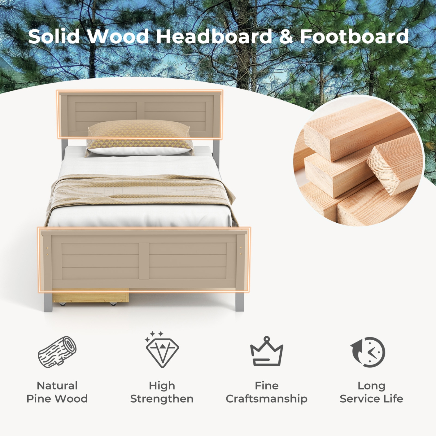Bed Frame with Built-In Storage Drawers for Bedroom Organization