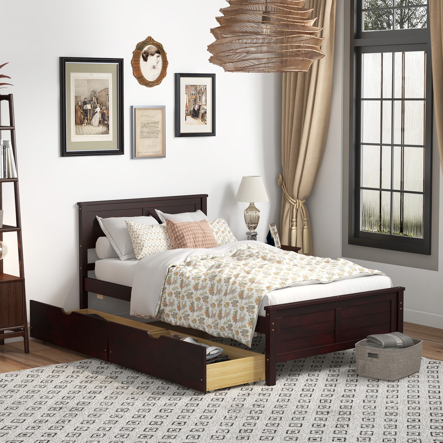Bed Frame with Built-In Storage Drawers for Bedroom Organization