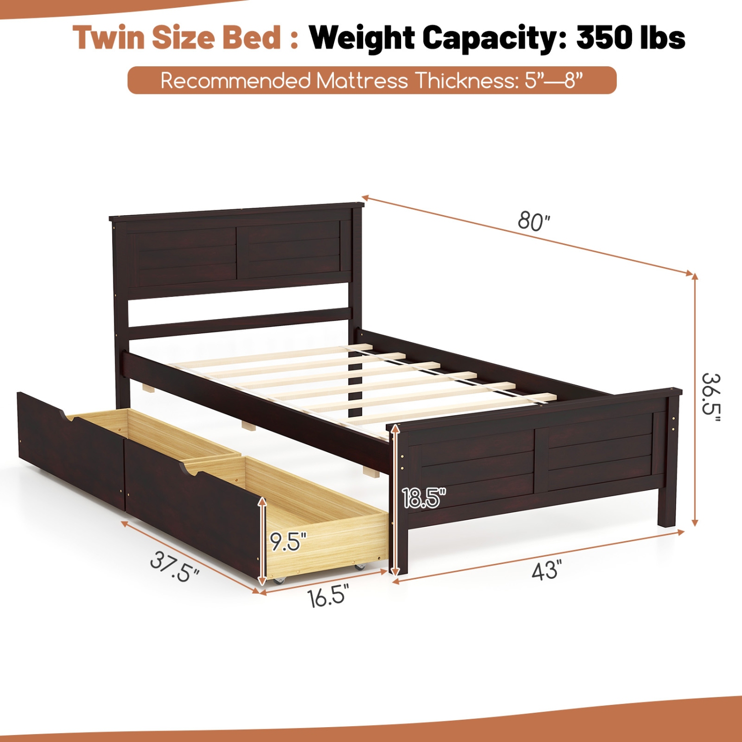 Bed Frame with Built-In Storage Drawers for Bedroom Organization