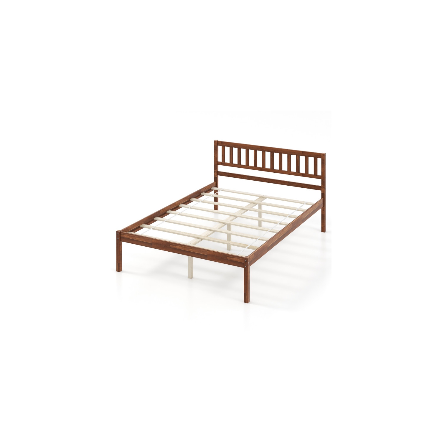 Bed Frame with Wood Construction, Headboard, and Slat Support