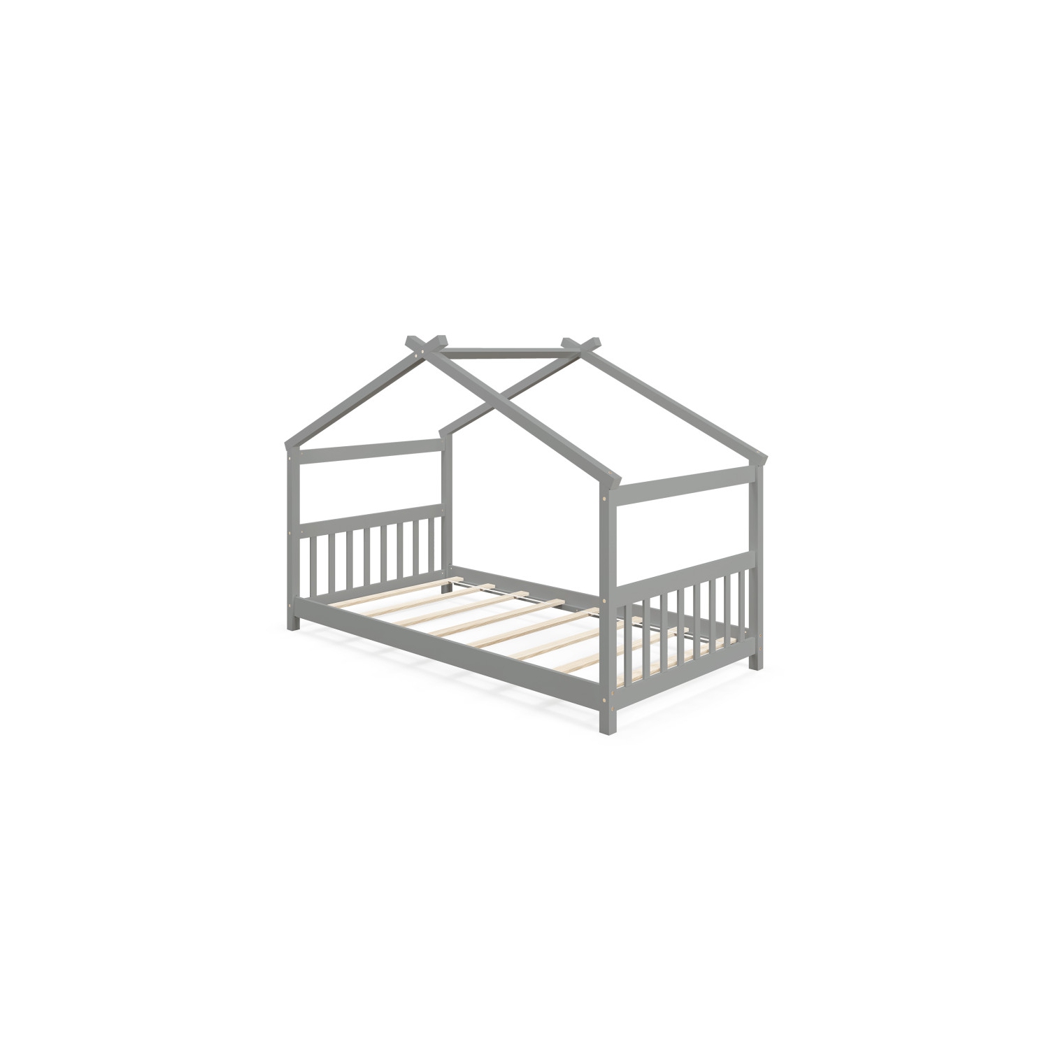 Wooden House Bed Frame with Roof Design for Kids Bedroom