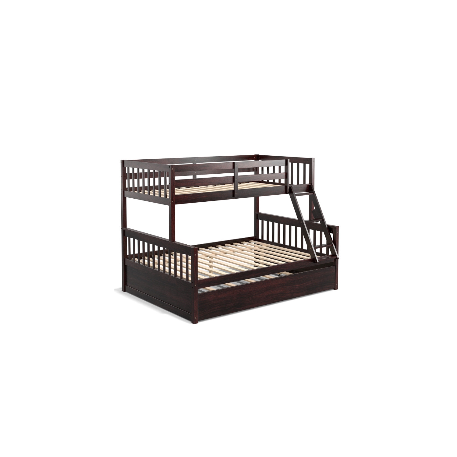 Convertible Bunk Bed with Pull Out Trundle for Kids or Guest Room