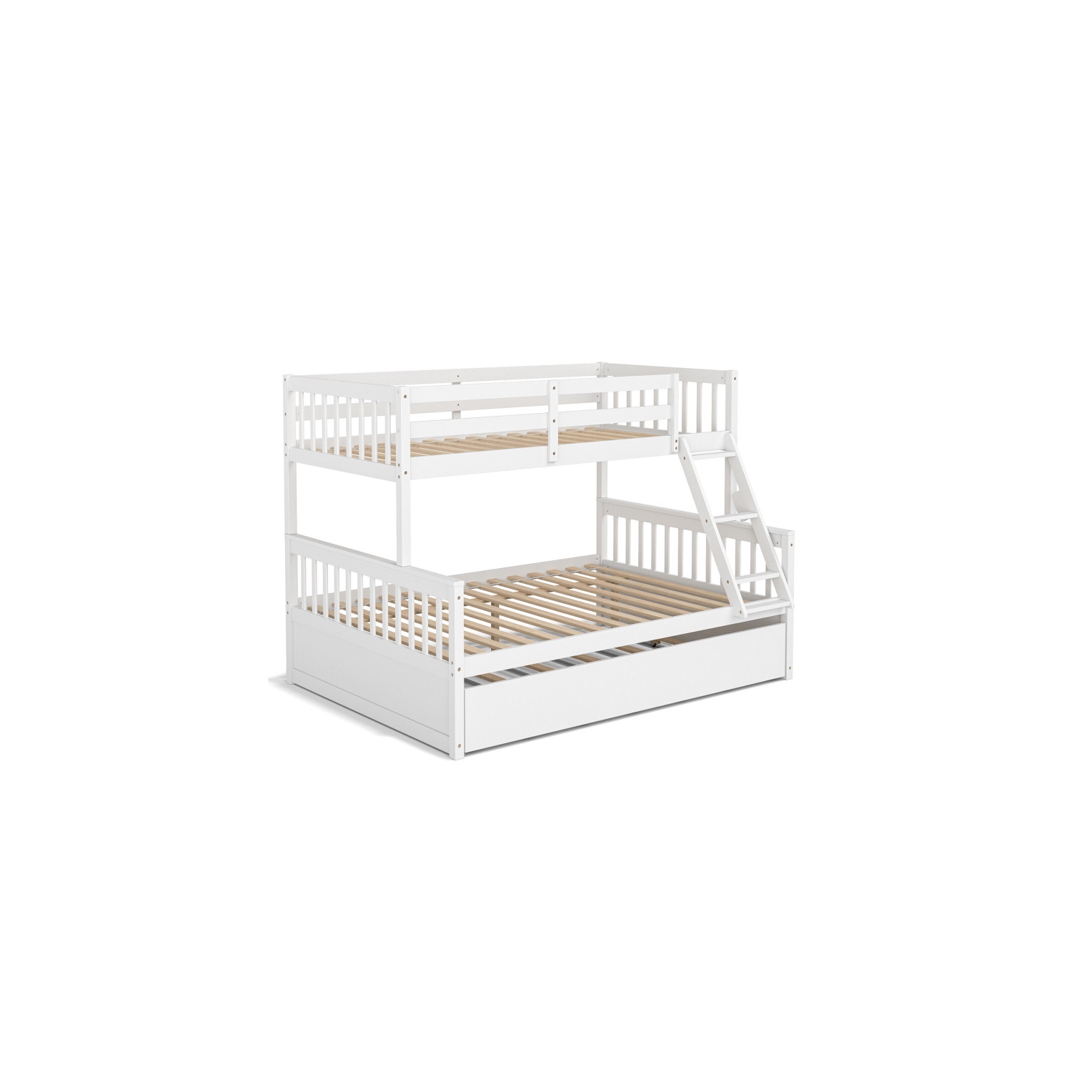 Convertible Bunk Bed with Pull Out Trundle for Kids or Guest Room