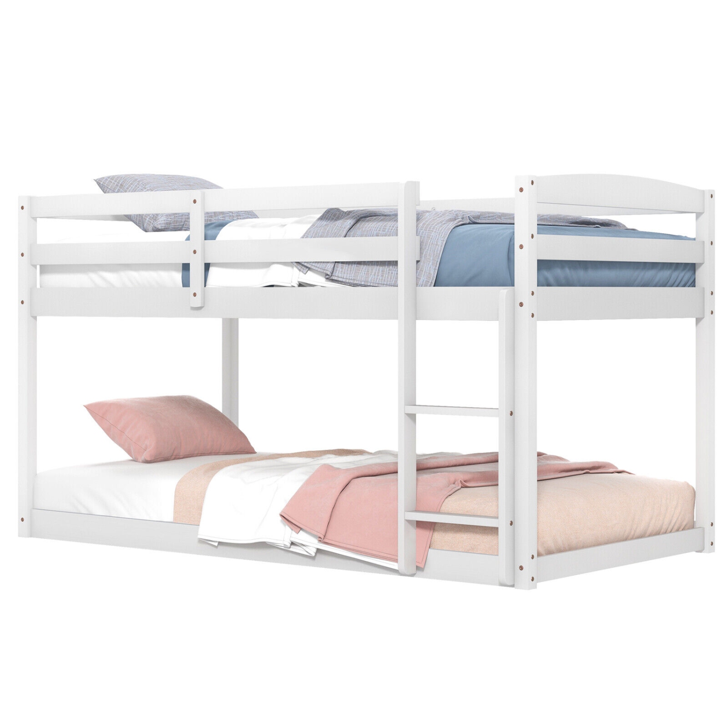 Sturdy Bunk Bed with High Protective Guardrails and Easy Ladder Access