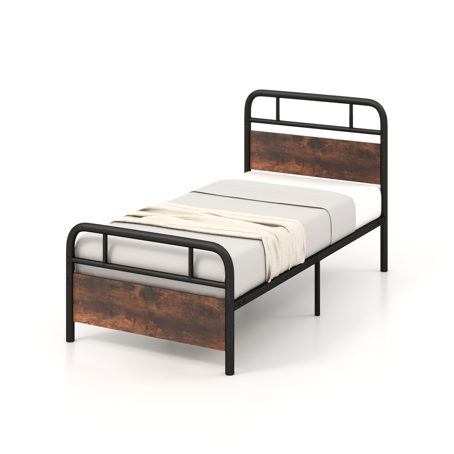 Bed Frame with Industrial-Inspired Headboard for Contemporary Rooms