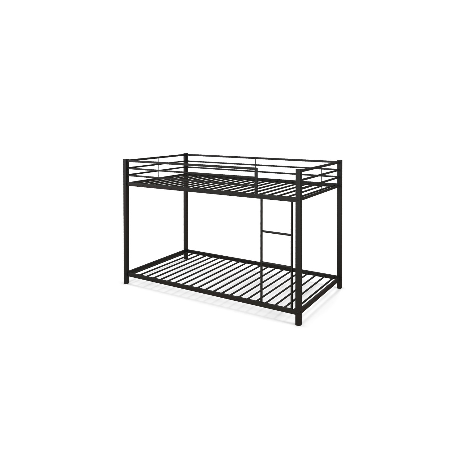Low Profile Twin Bunk Bed with Metal Frame and Protective Guardrails