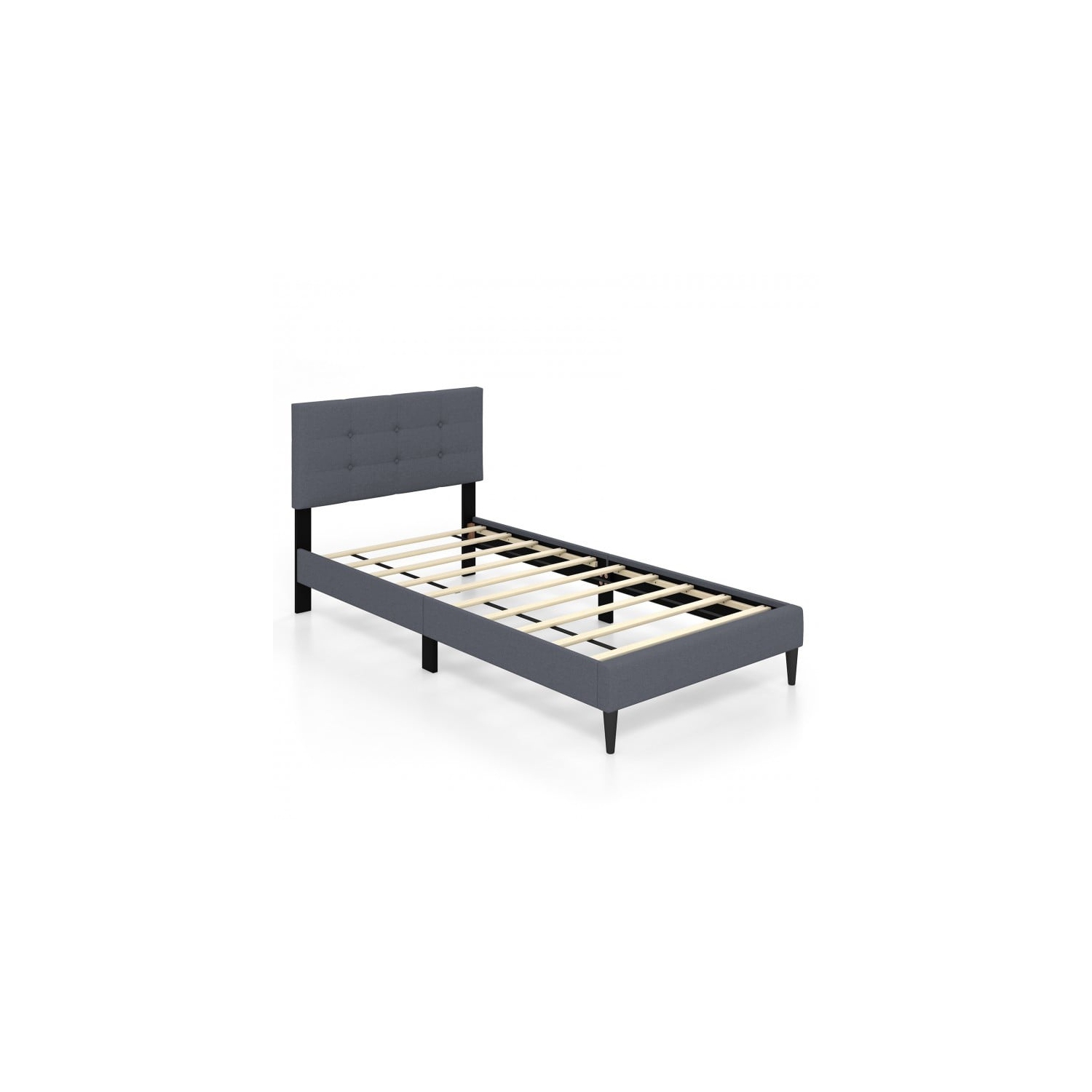 Modern Upholstered Bed Frame with Tufted Button Headboard
