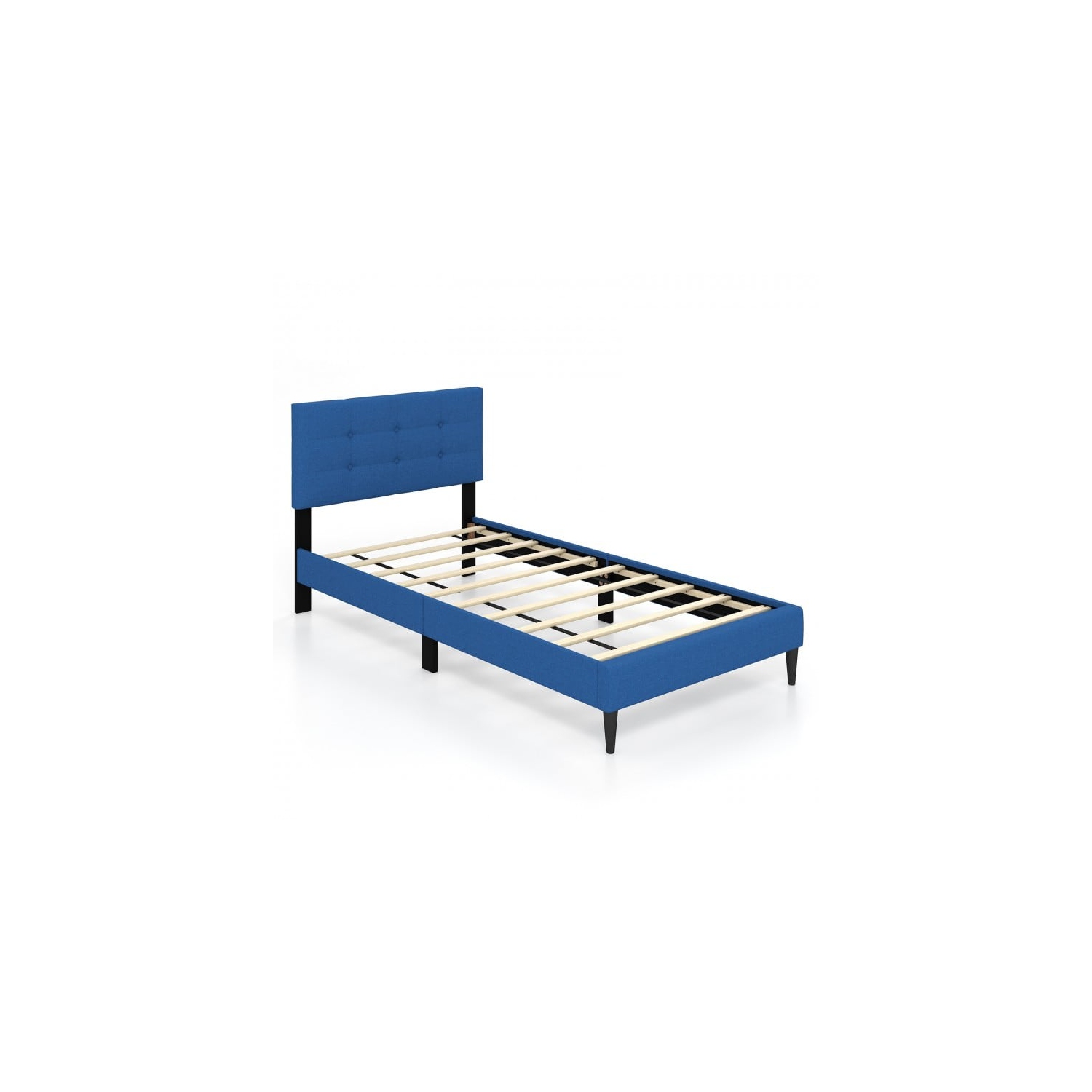 Modern Upholstered Bed Frame with Tufted Button Headboard
