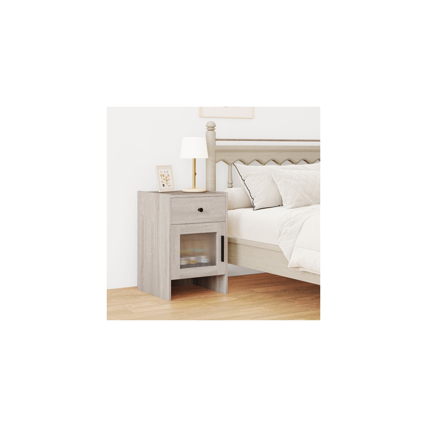 Table d'appoint rustique avec tiroir et armoire de rangement dissimulée