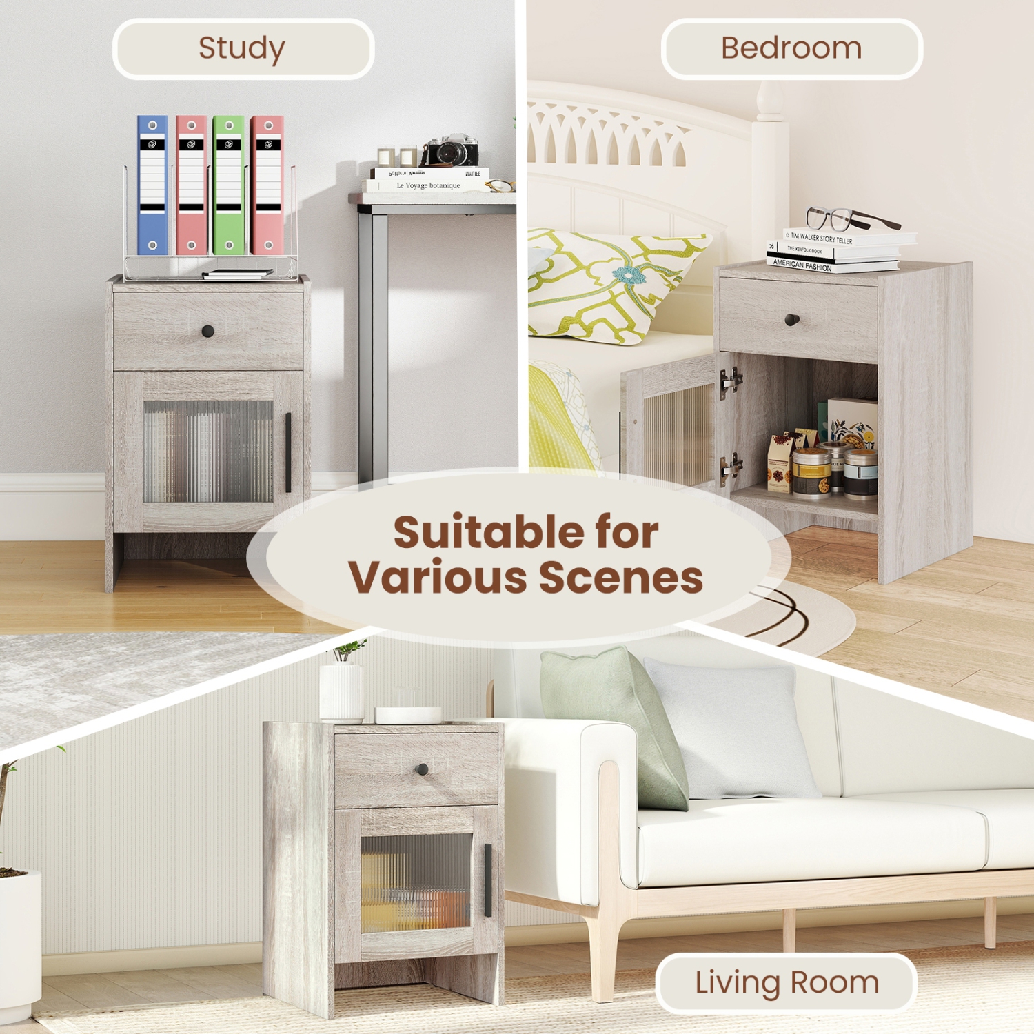 Table d'appoint rustique avec tiroir et armoire de rangement dissimulée