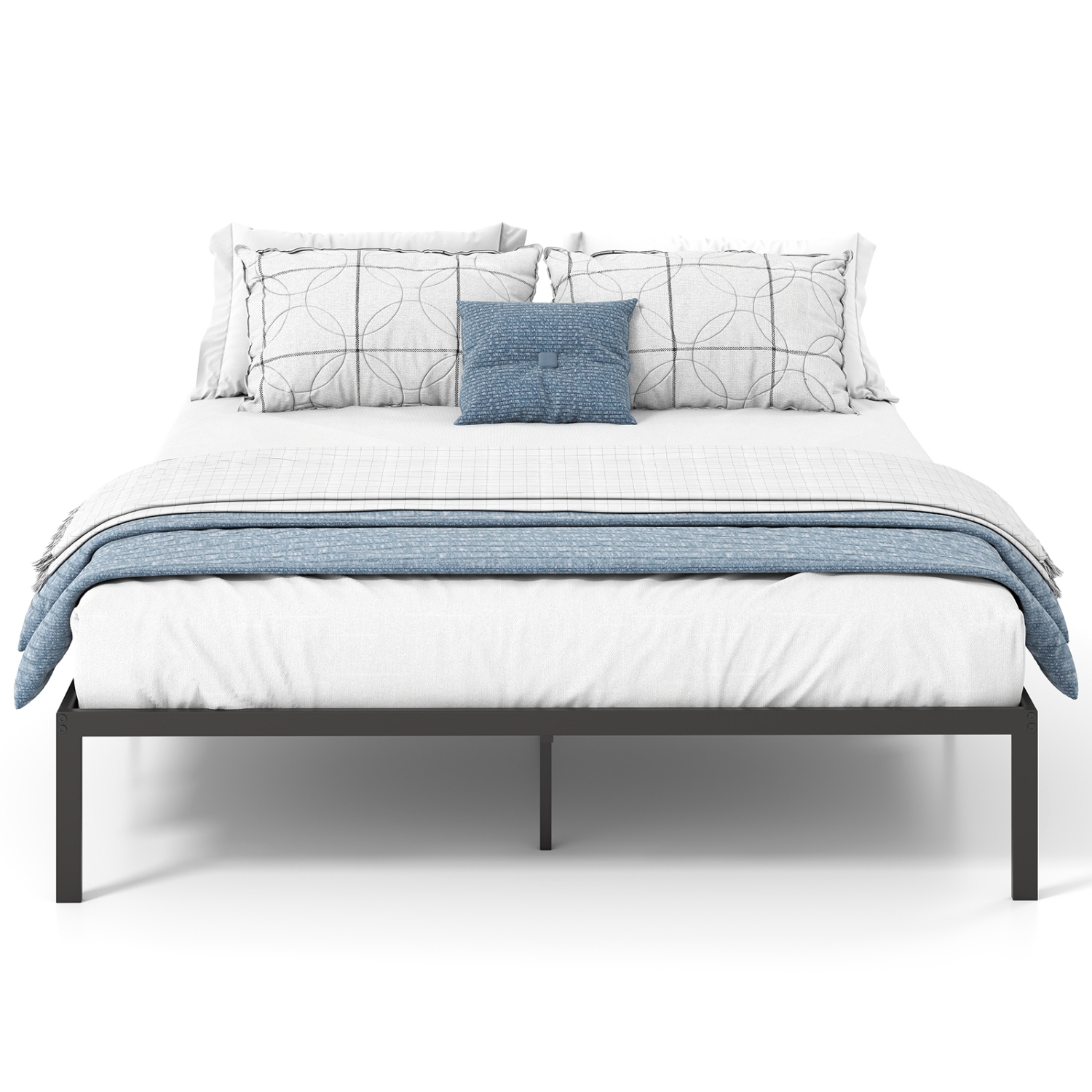 Metal Bed Frame with Heavy Duty Slats for Strong Mattress Foundation