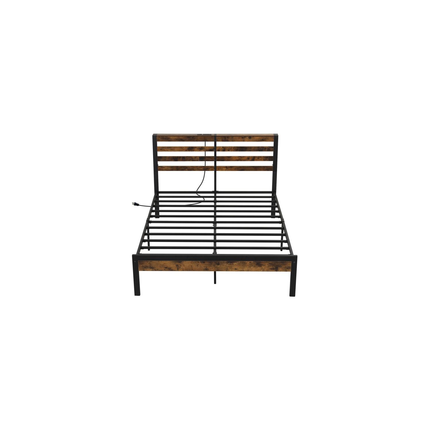 Platform Bed with Storage Headboard and Convenient Charging Ports