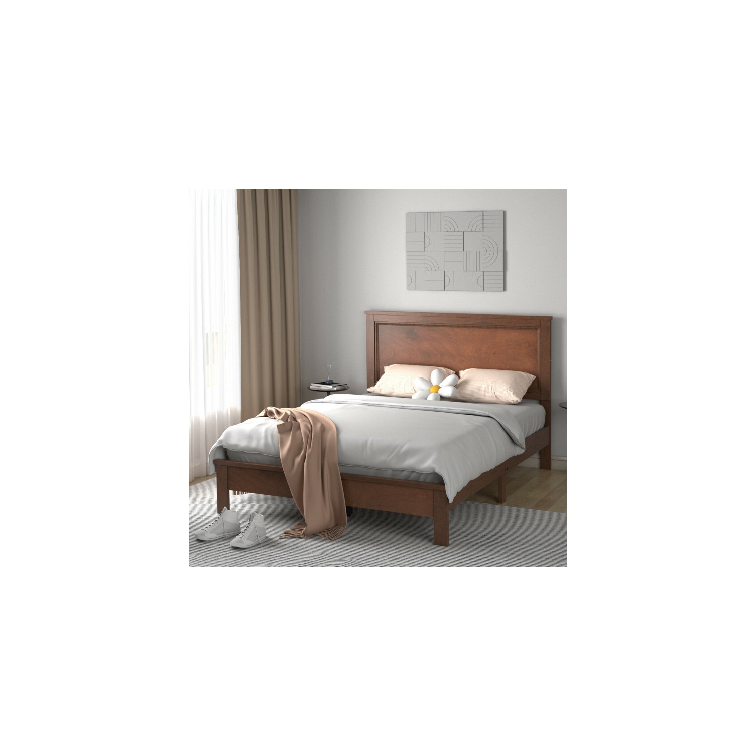 Platform Bed Frame with Slats and Tall Headboard for Style & Comfort