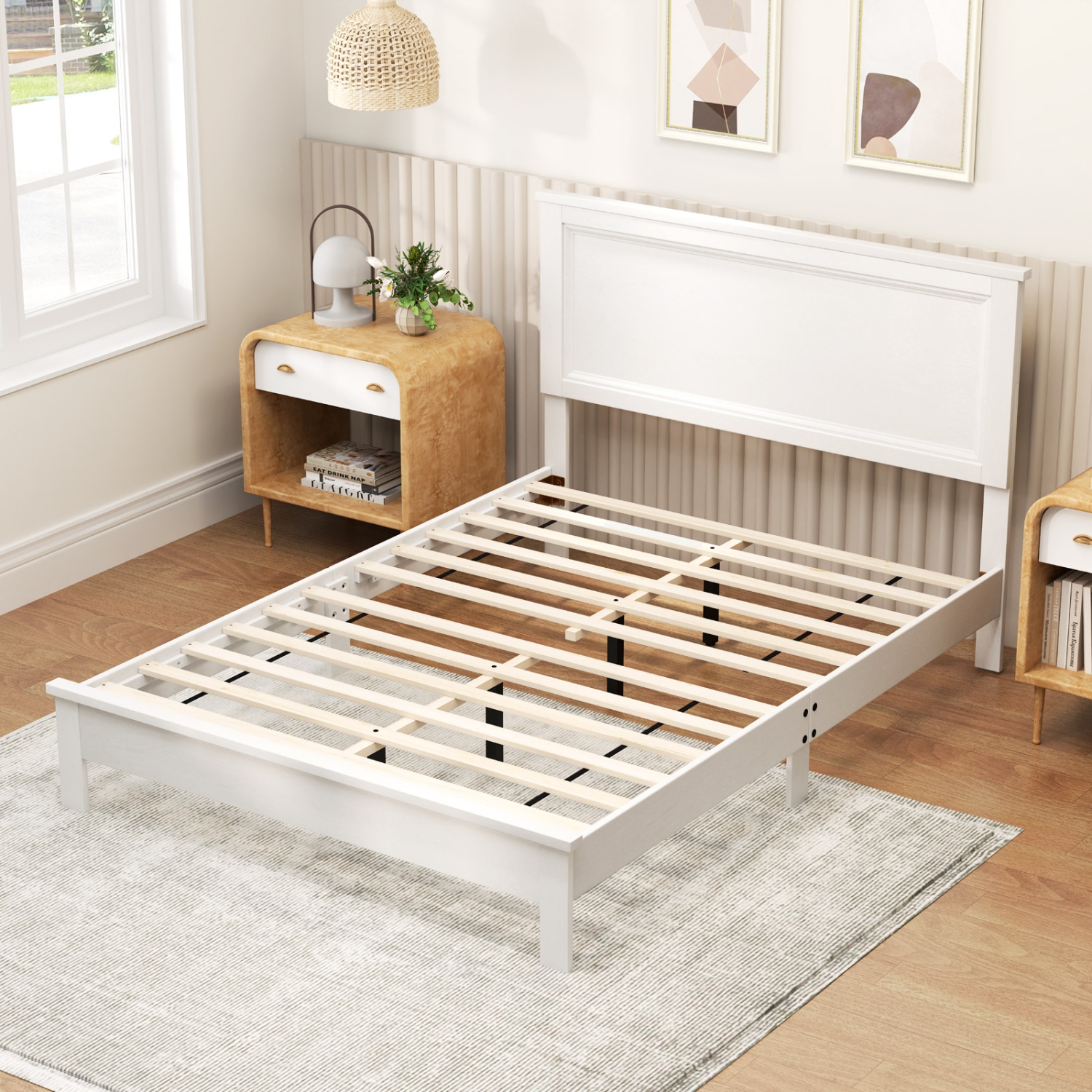 Platform Bed Frame with Slats and Tall Headboard for Style & Comfort